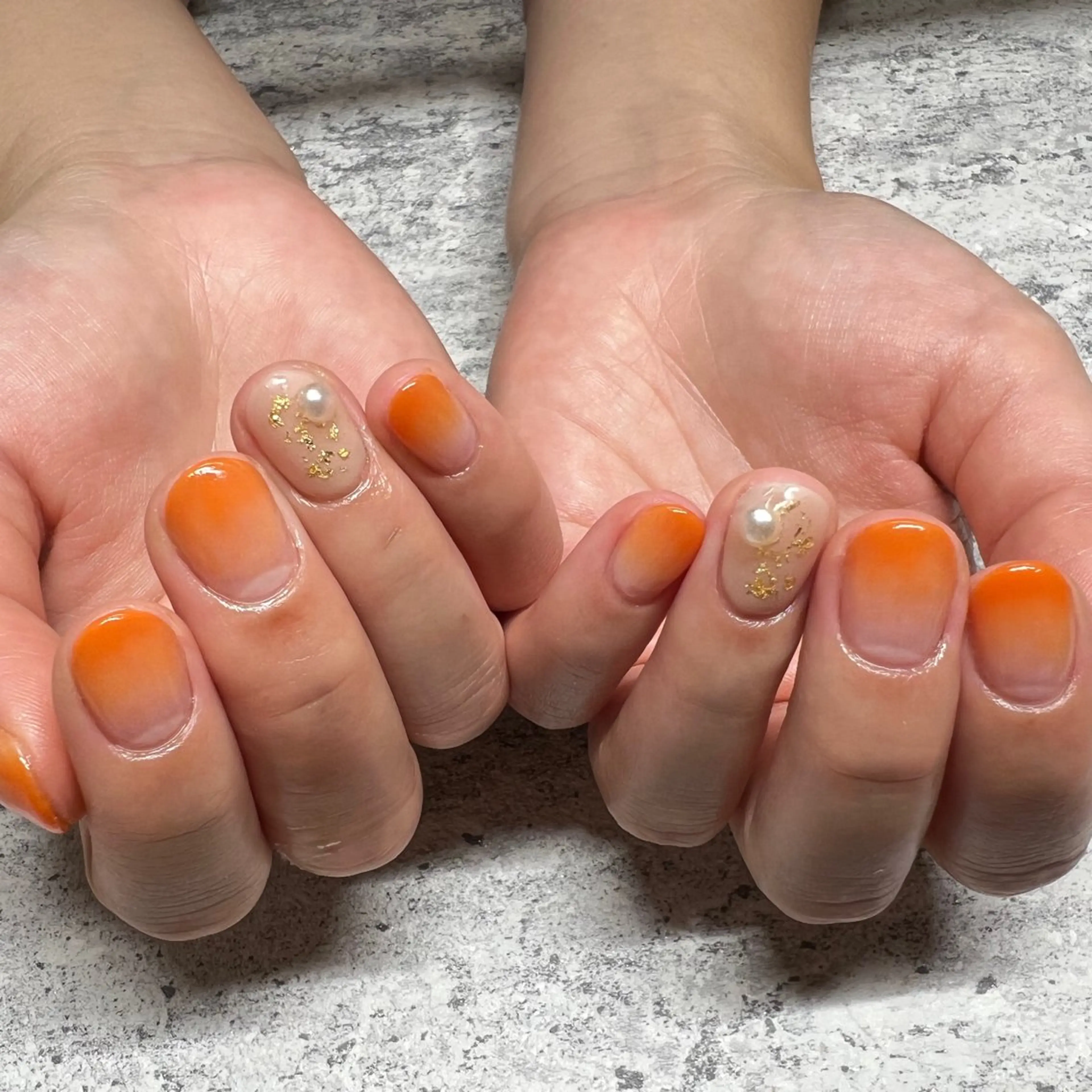 ネイル グラデーション オレンジ シンプルネイル ルミエナ銀座 KATAOKAのネイルデザイン