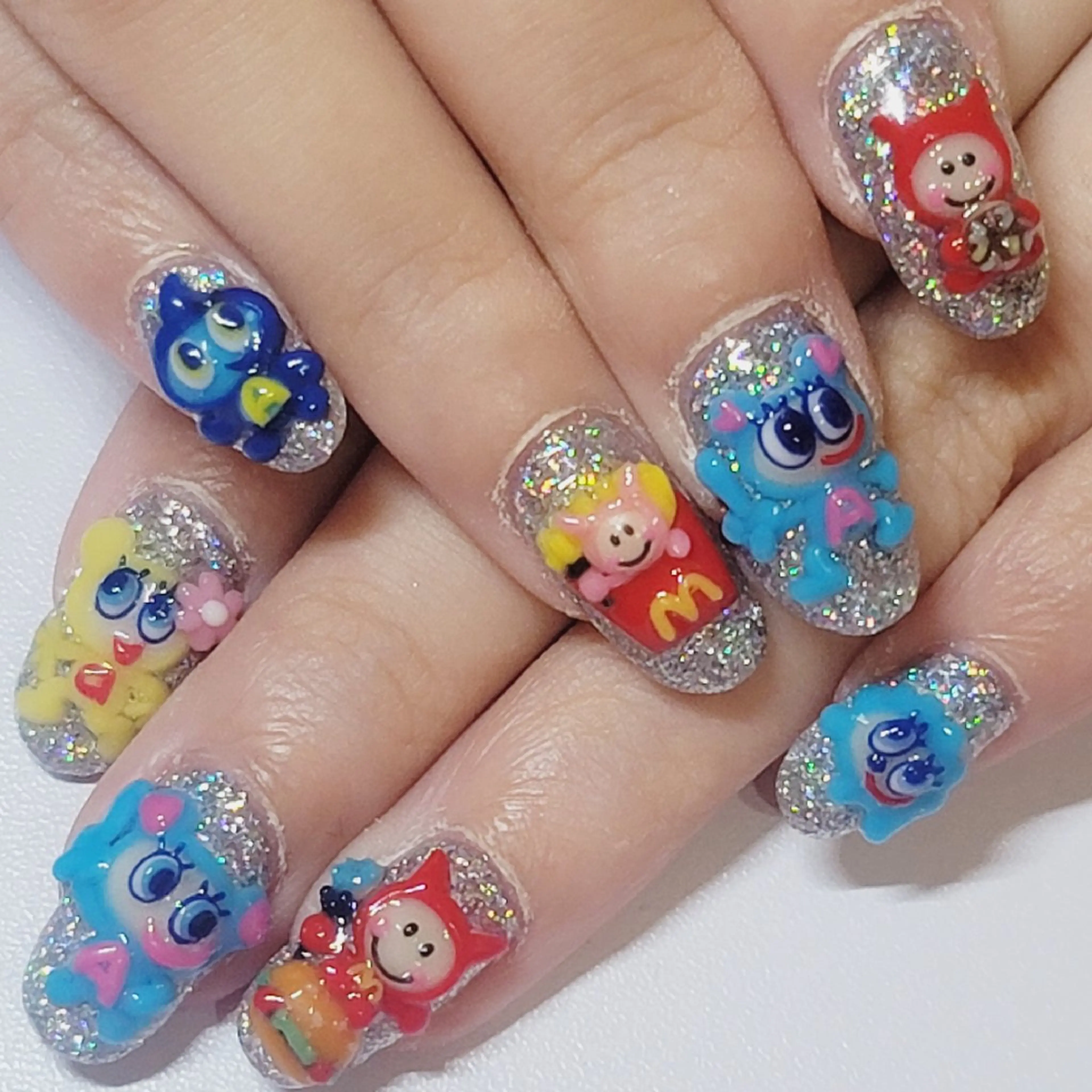 ネイル アートネイル オーロラネイル ブルー ジェルネイル ラメ(グリッター) ハンドネイル よしだ ひろきのネイルデザイン