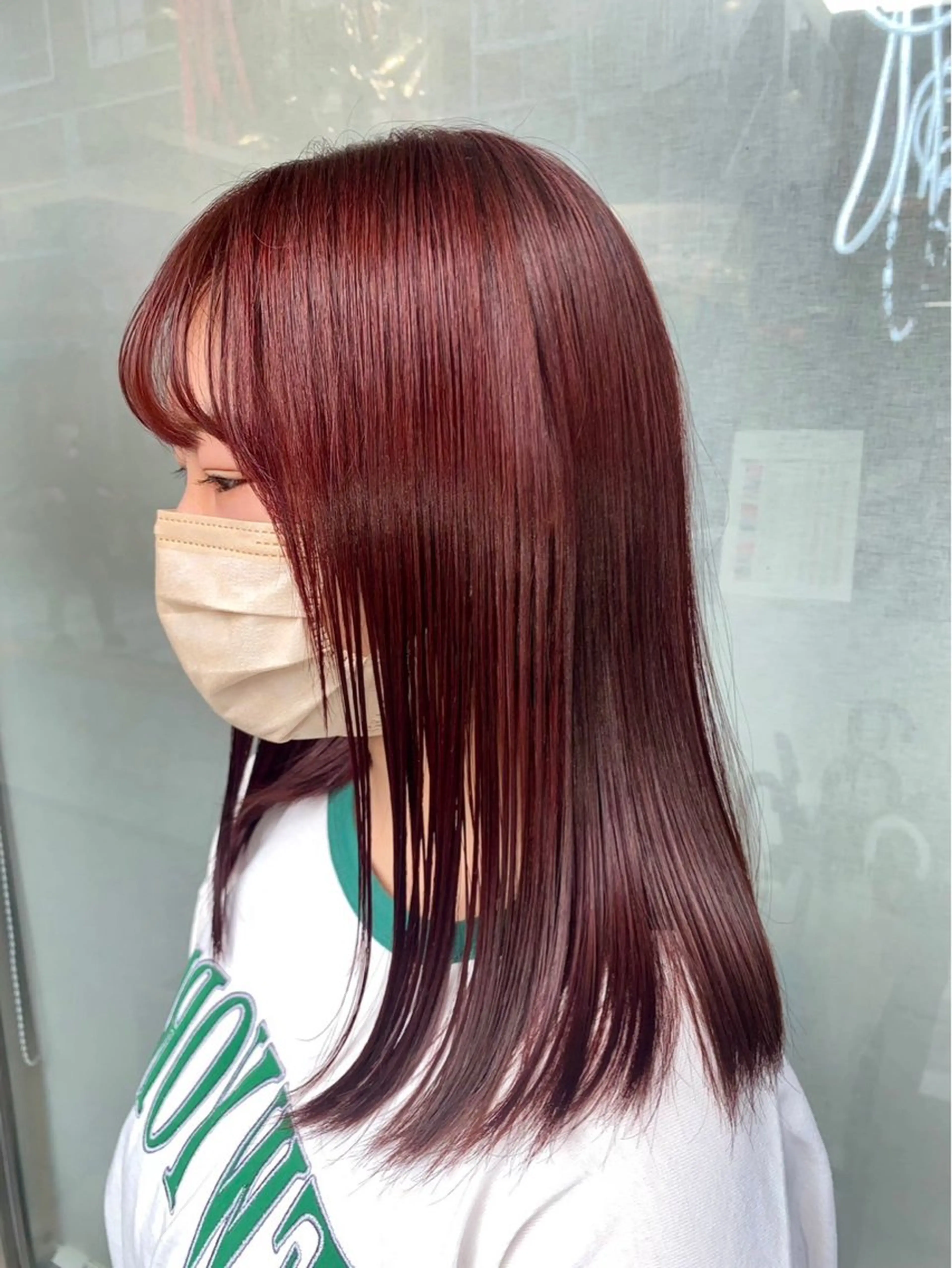 セミロング カラー レッドカラー 似合わせ SHOYAのヘアスタイル