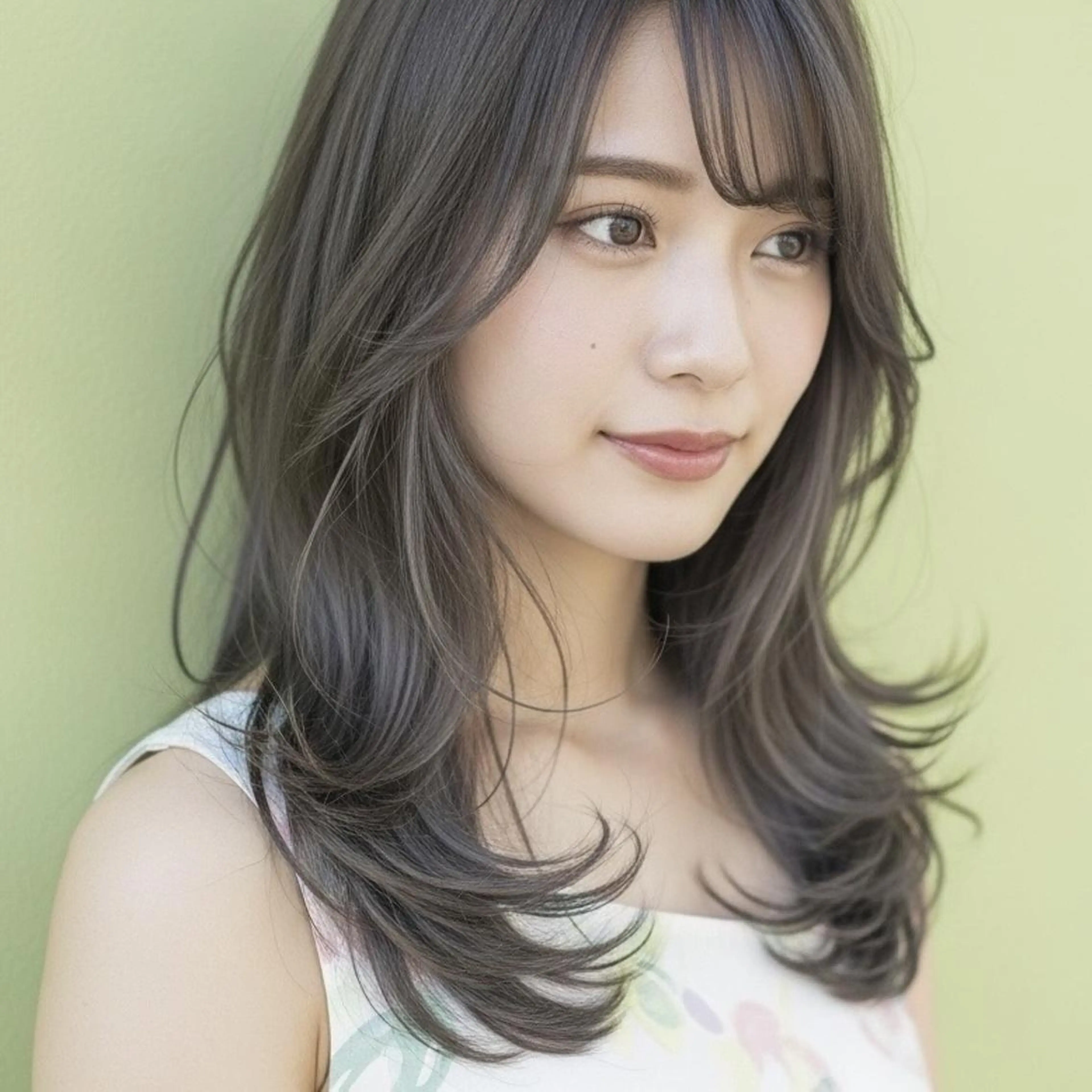 ロング カラー ブリーチ 透明感カラー グレージュ ブリーチなしカラー オリーブグレージュ カット ヘアカラー トリートメント Halo/長居美容室 似合わせカット/ロキのヘアスタイル