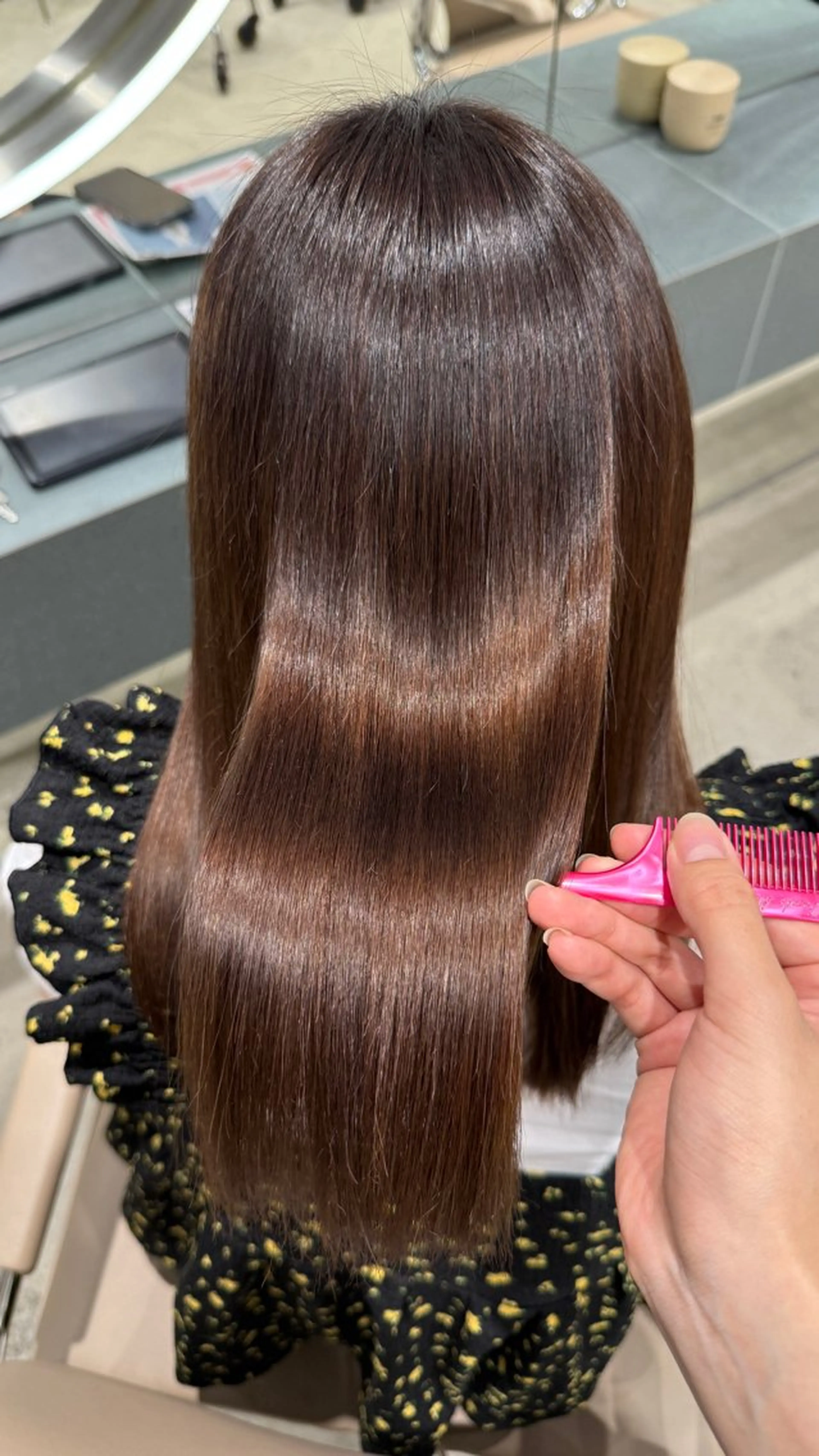 ロング 縮毛矯正 せな立川レディース メンズカットモデルのヘアスタイル