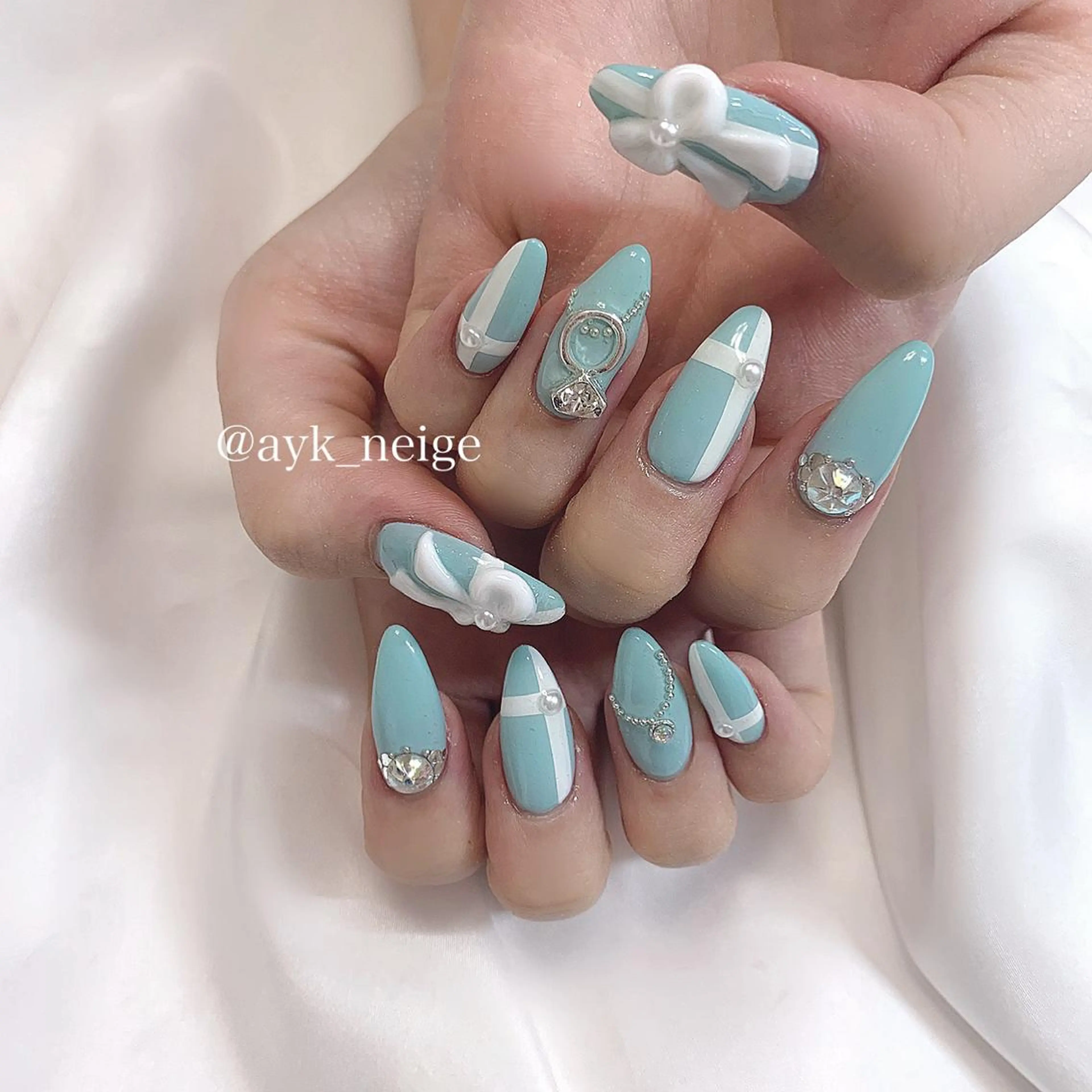 ネイル ハート 韓国ネイル 冬ネイル n'eige nail所属・大谷 綾香のネイルデザイン