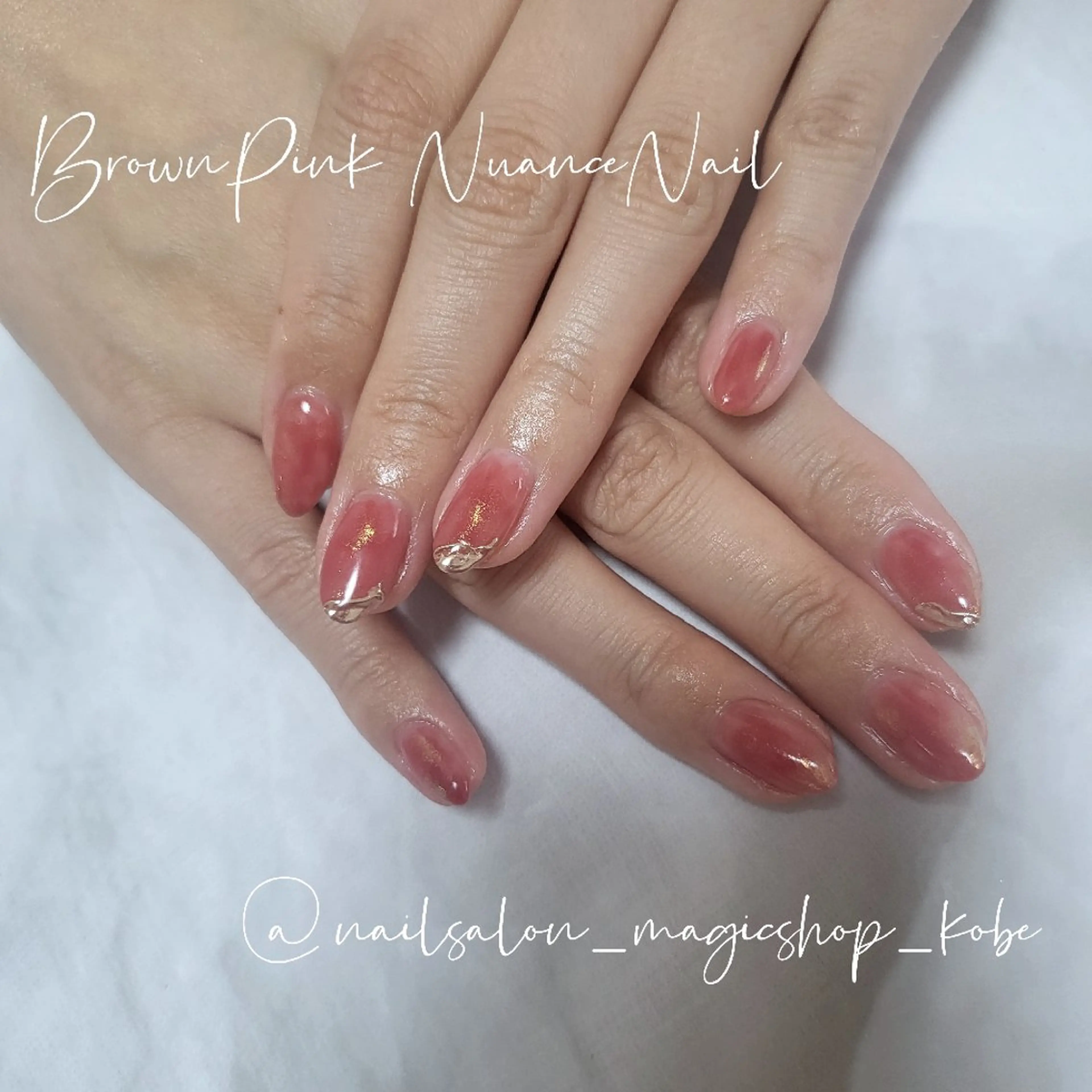 ネイル ブラウン クリアネイル ジェルネイル ゴールド ミラーネイル ハンドネイル Nailsalon MagicShopのネイルデザイン