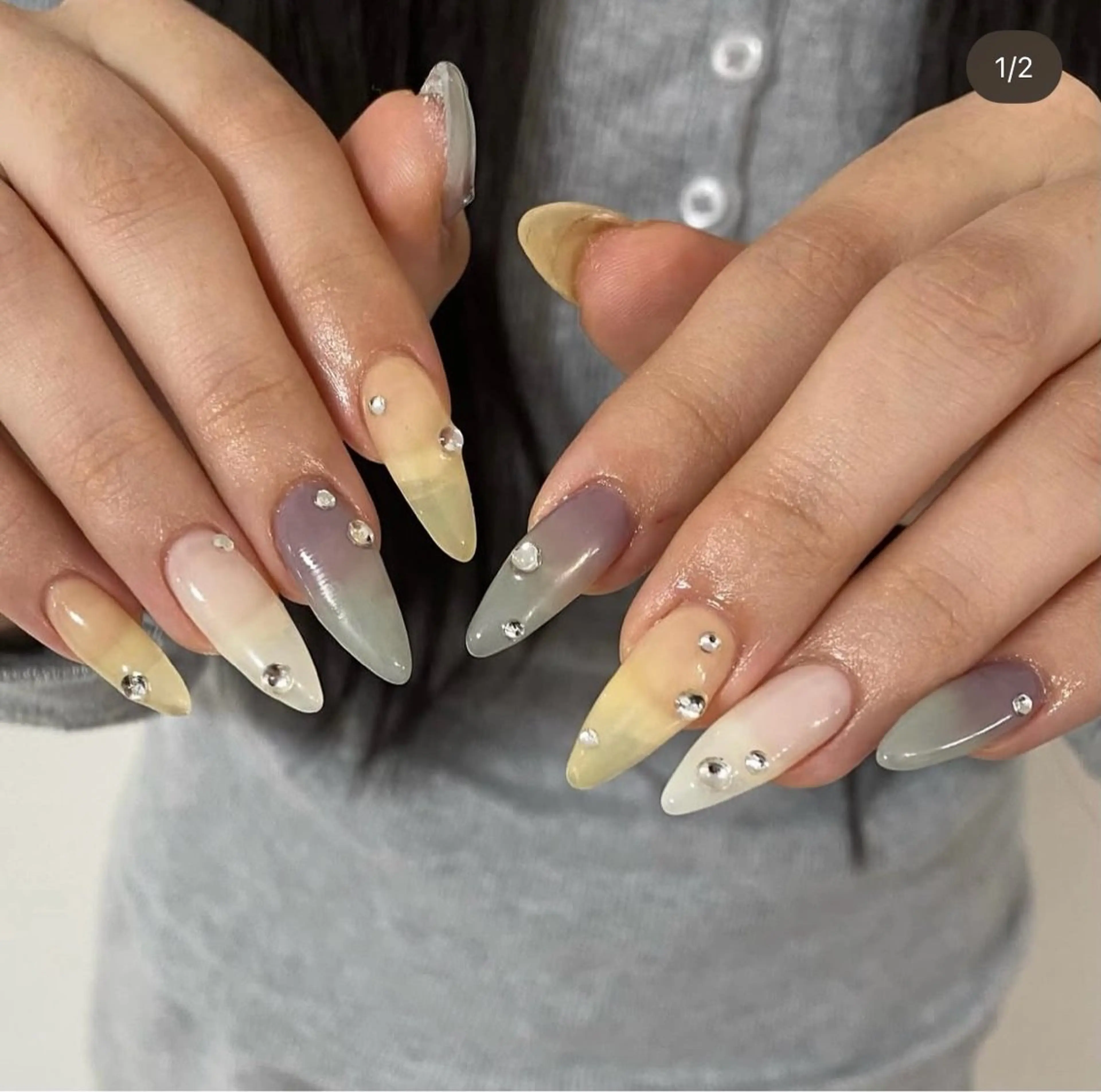 ネイル 長さ出し 韓国ネイル 持ち込み ワンホンネイル +me【プラスミー】 nemのネイルデザイン