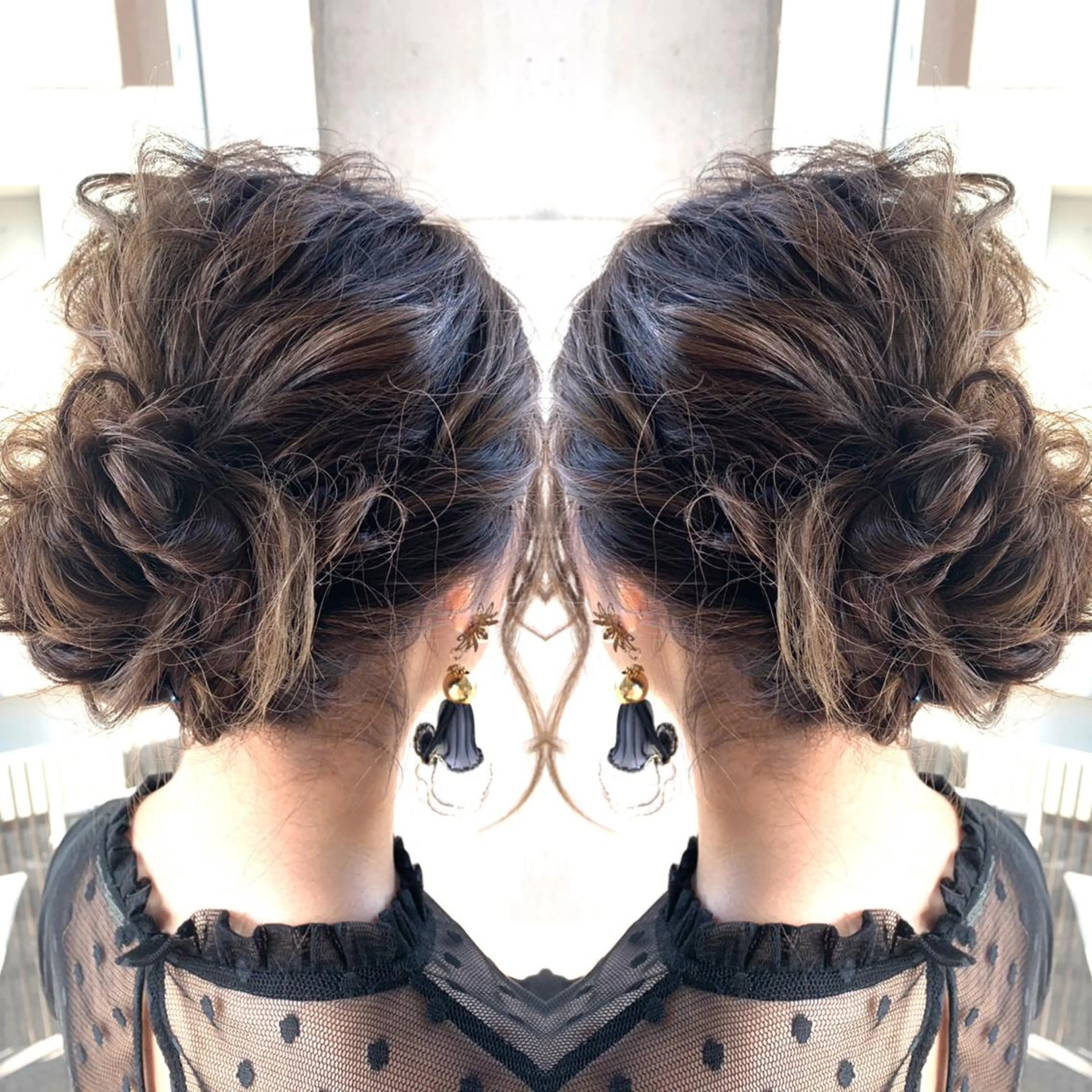 ミディアム カラー ヘアアレンジ 結婚式・ブライダル Merci メルシー 福岡、今泉のヘアスタイル