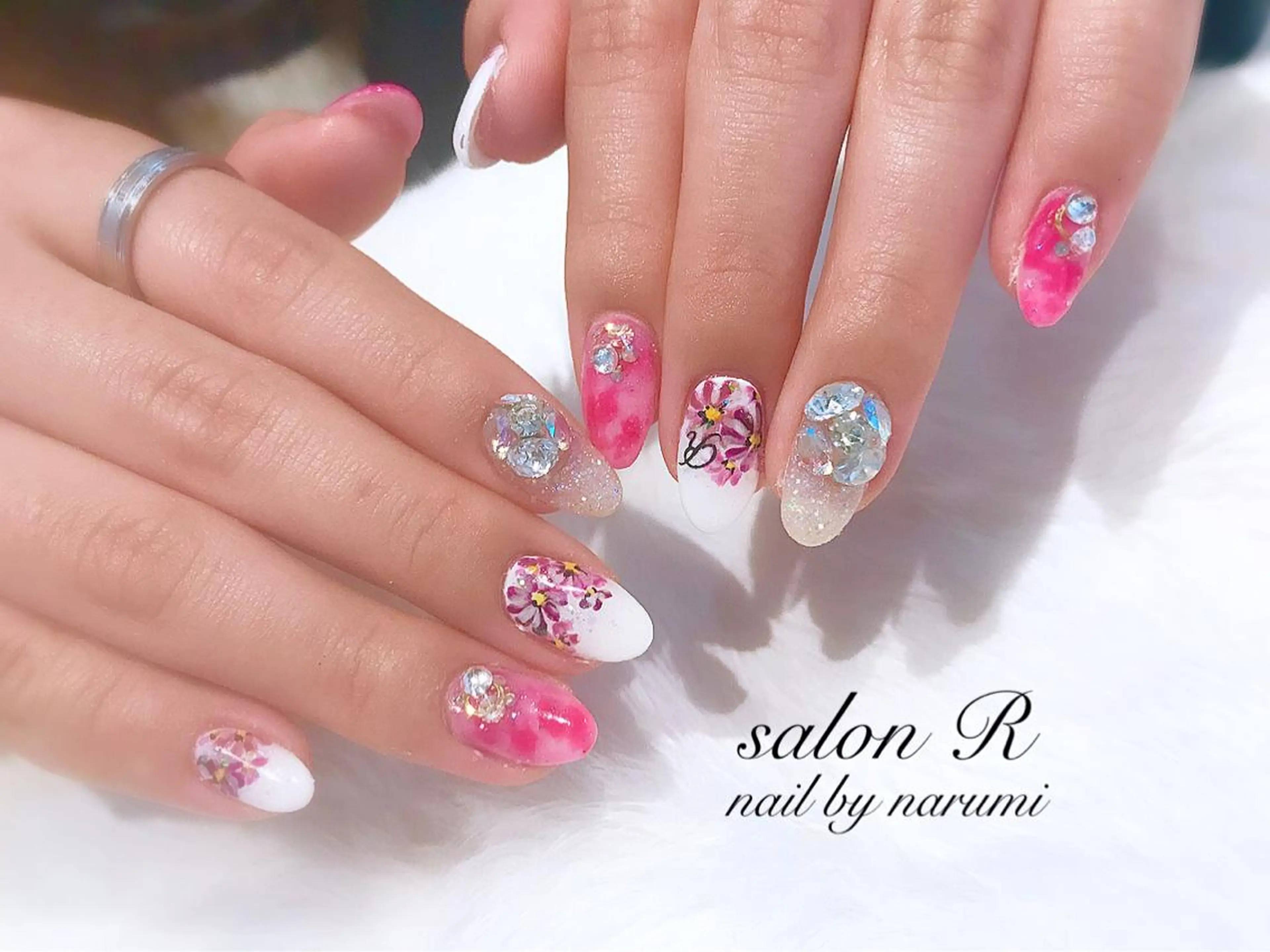 ネイル フラワーネイル 春ネイル Re Pearl～コーディネートサロン～ 市駅前店所属・NARUMI HYODOのネイルデザイン