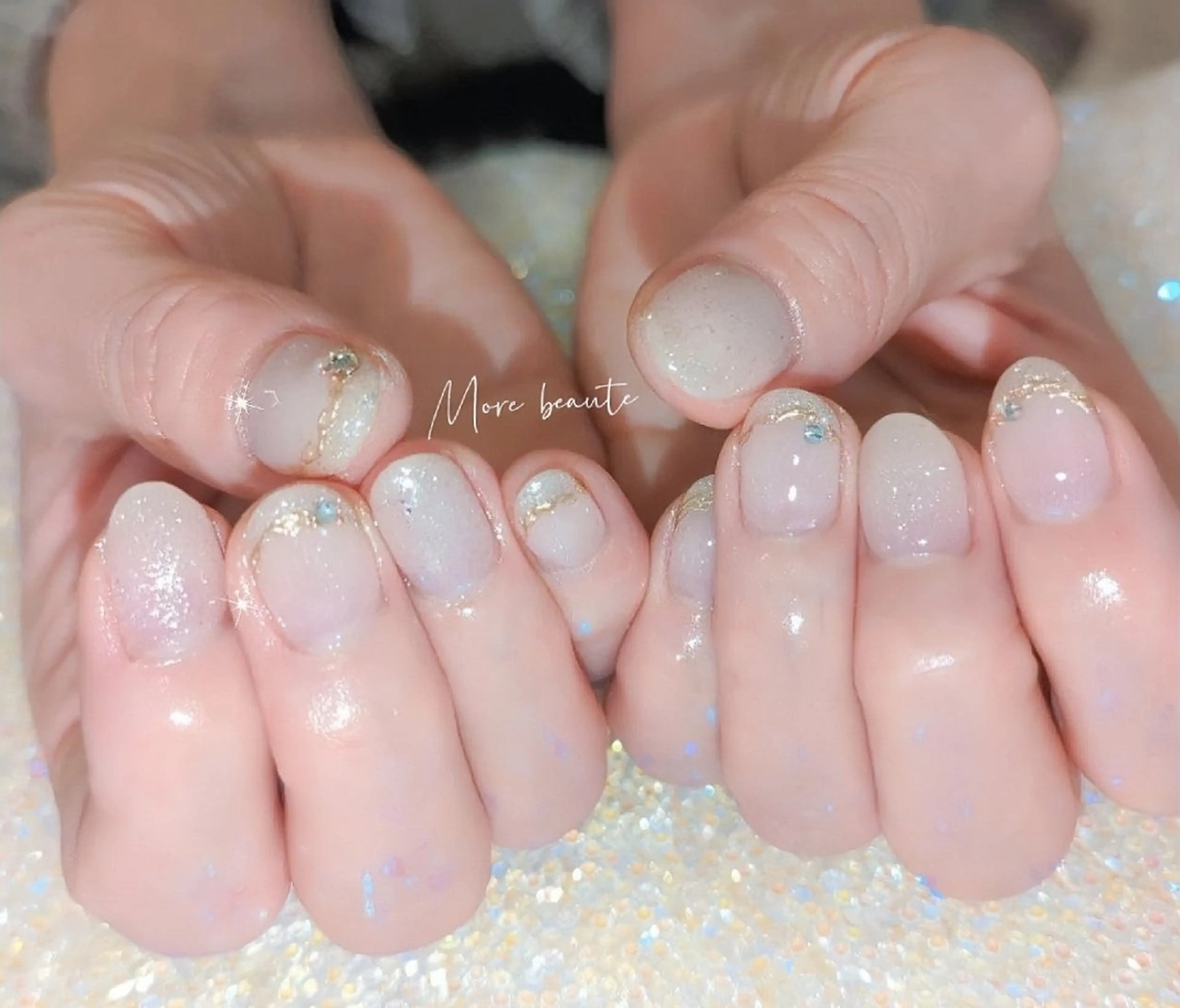 ネイル 桜ネイル 長さ出し ジェルネイル ハート 韓国ネイル ハンドネイル I LOVE ME  NAIL.｡.:*♡のネイルデザイン