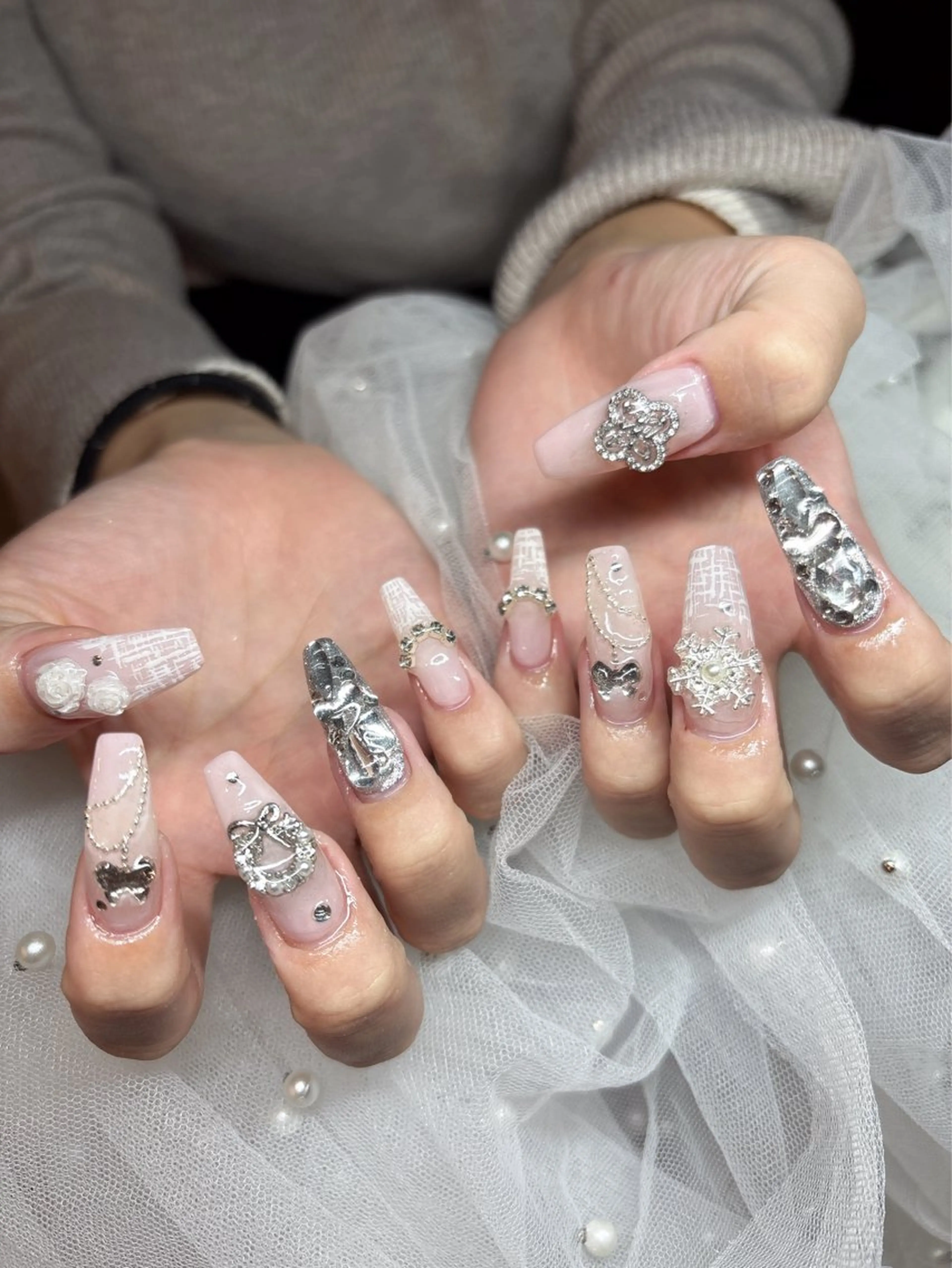 ネイル 韓国ネイル ロングネイル ピンク ワンホンネイル ハンドネイル happiness nailのネイルデザイン