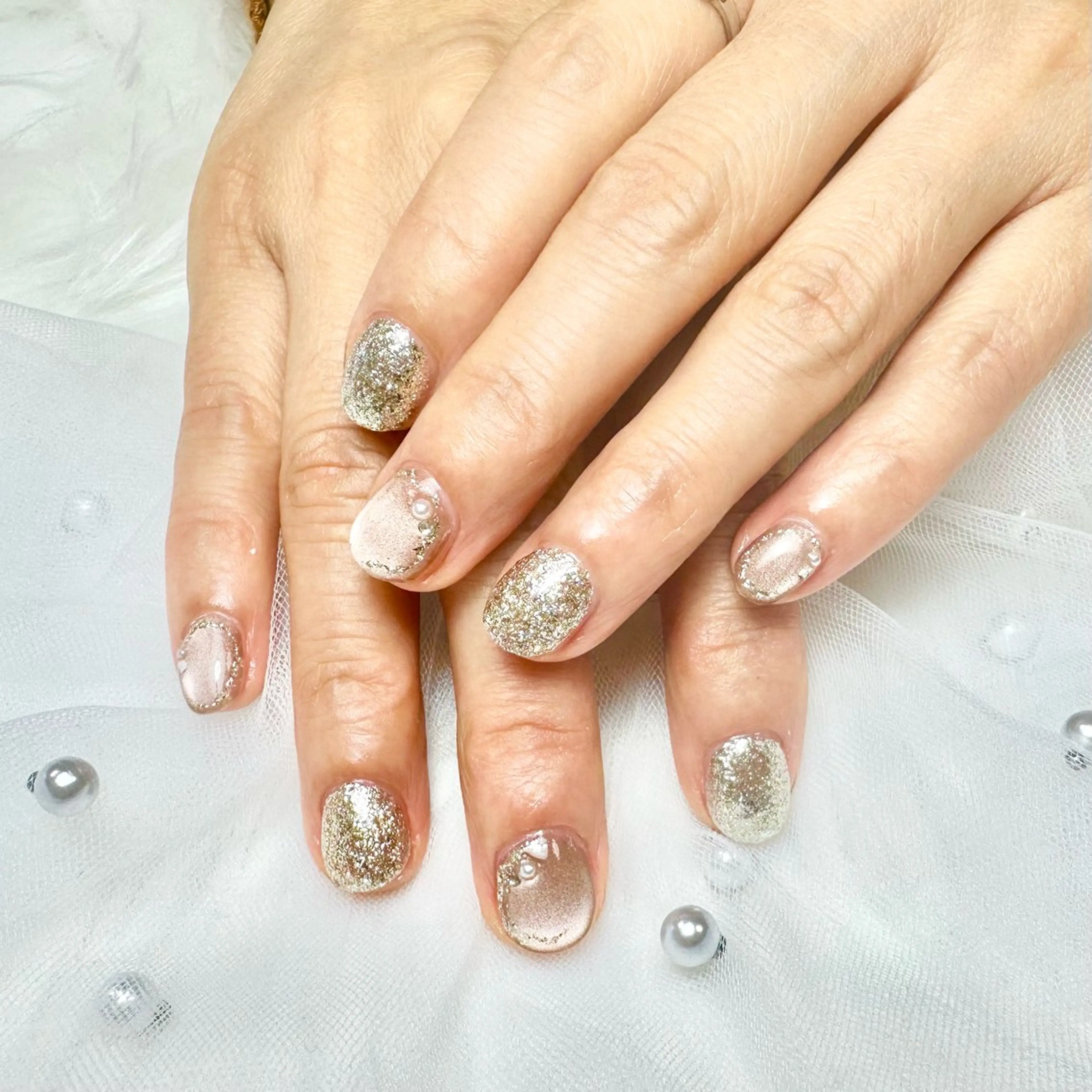 ネイル ラメ(グリッター) マグネットネイル オフィスネイル nail salon Feerieのネイルデザイン