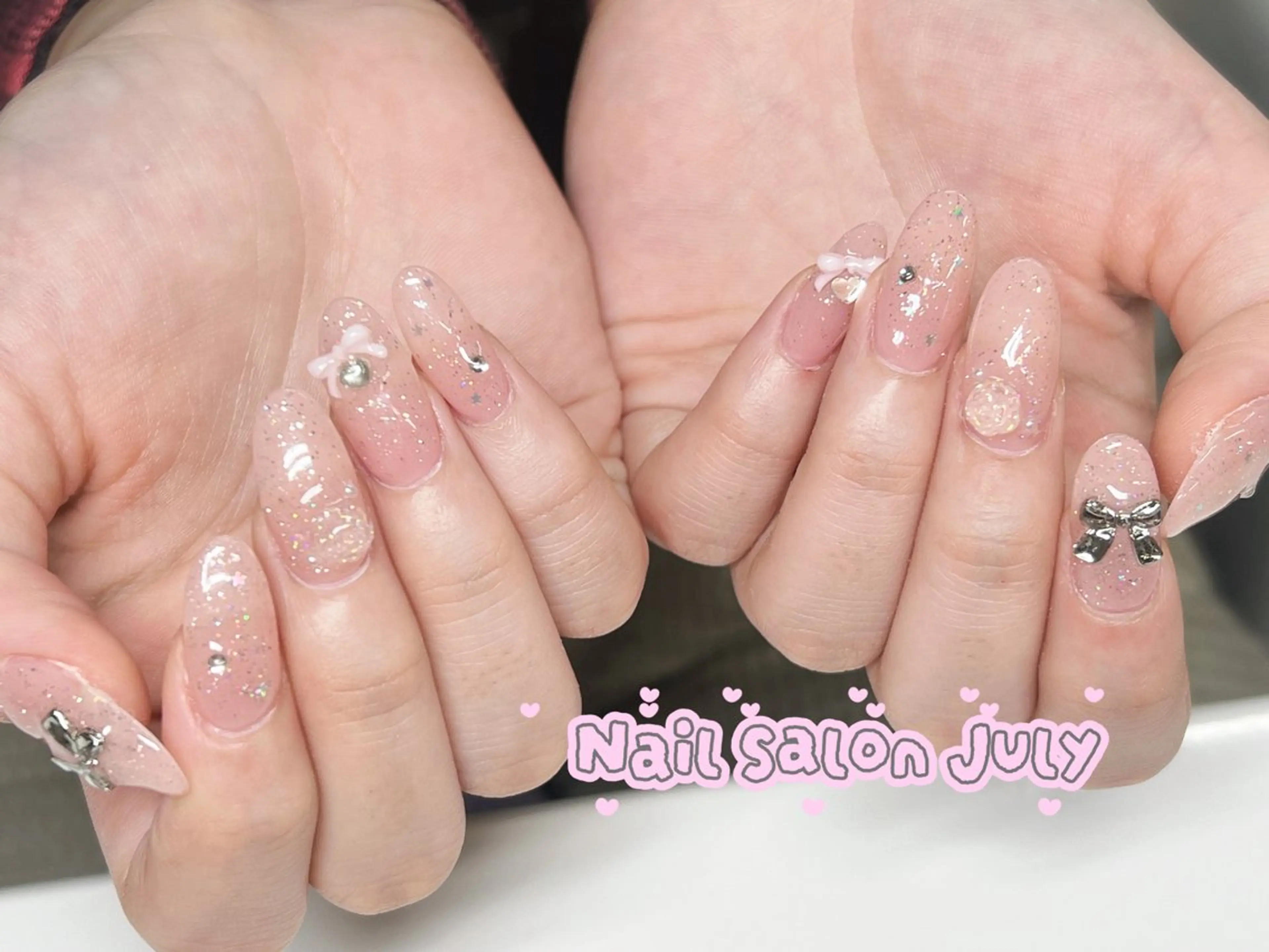 ネイル アートネイル オーロラネイル ジェルネイル ガーリー キラキラネイル ハンドネイル July モモのネイルデザイン