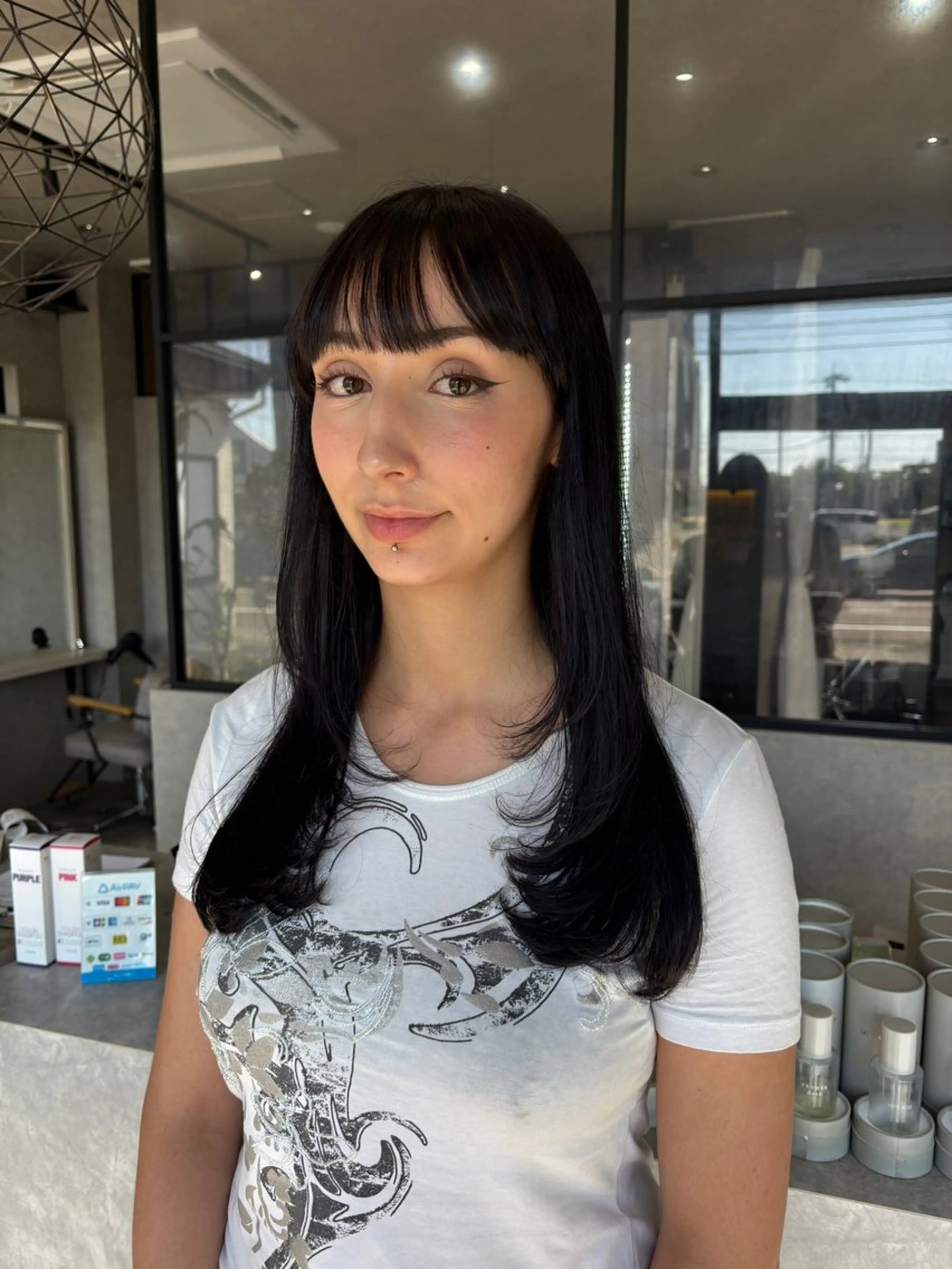 ロング レイヤーカット カット ヘアカラー つちくら あみのヘアスタイル