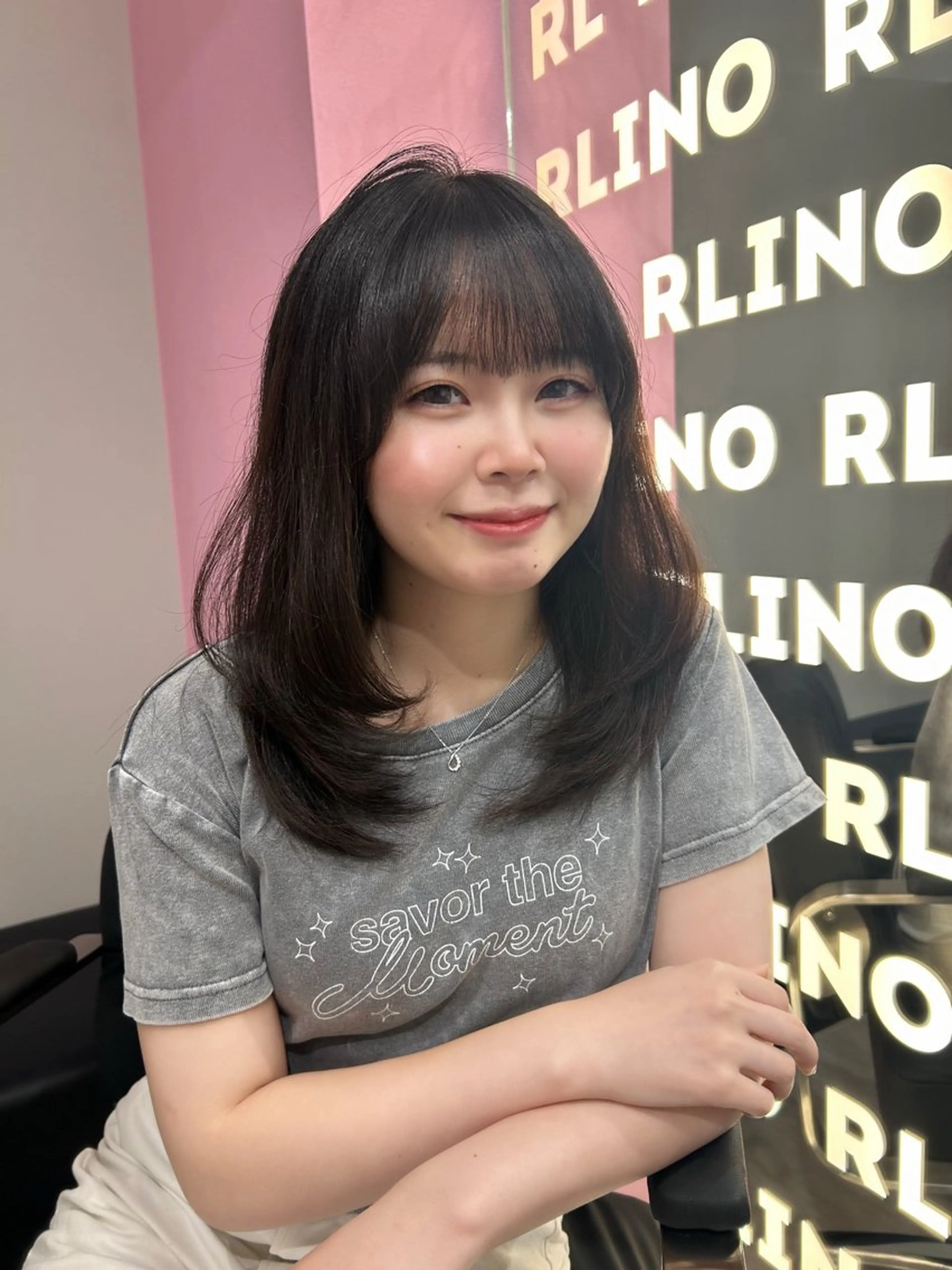 ミディアム ミディアムレイヤー ケアカラー 髪質改善 レイヤーカット トリートメント カット トリートメント RLINO所属・Misaki/名古屋 🎀RLINOのヘアスタイル