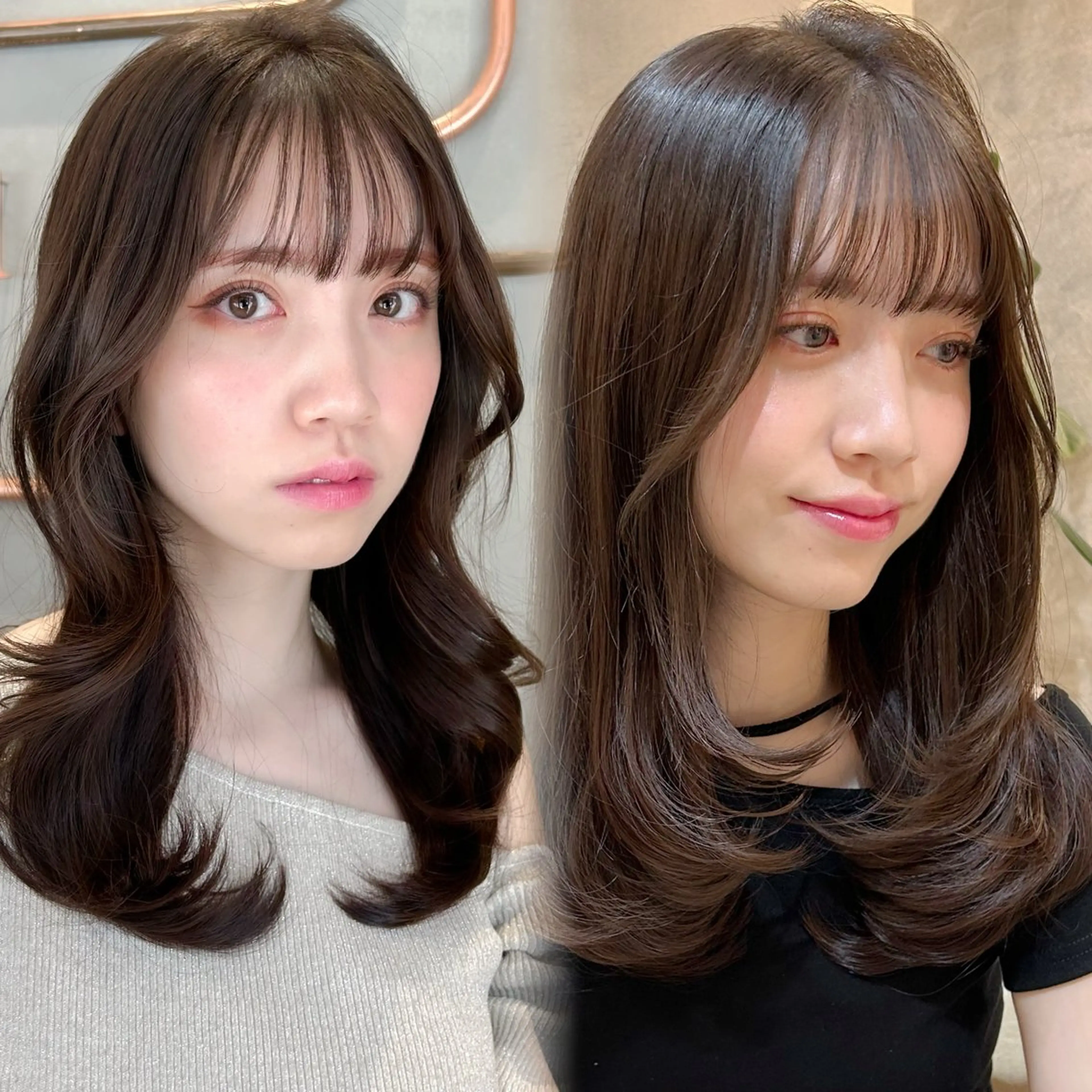 セミロング カラー 透明感カラー 韓国風ヘア レイヤーカット ヘアカラー 韓国ヘア🇰🇷／艶 カラー🫧/木村和生のヘアスタイル