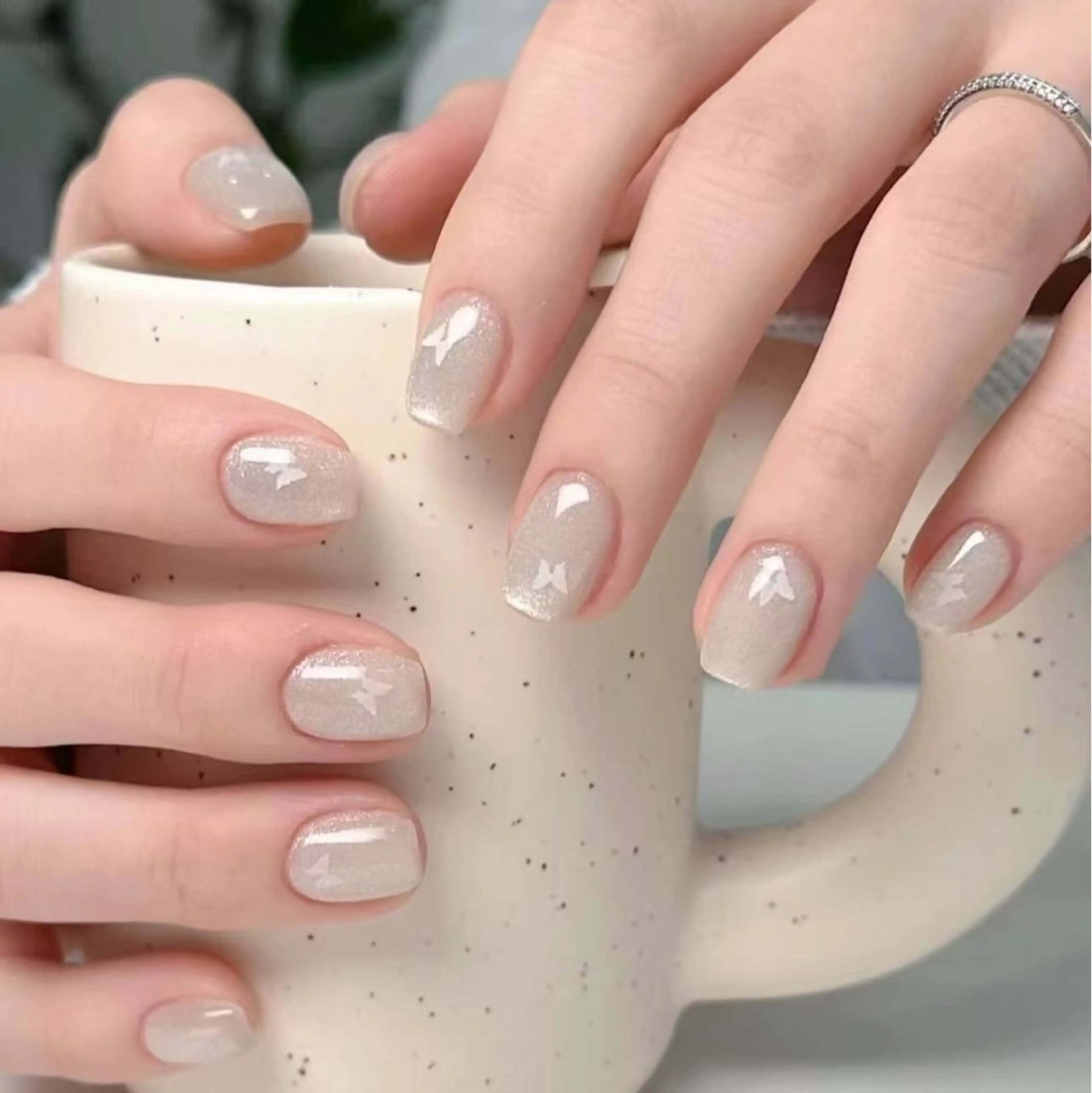 ネイル フラワーネイル フレンチネイル ジェルネイル ガラスフレンチ ハート ハンドネイル BabyYouMi ねねのネイルデザイン