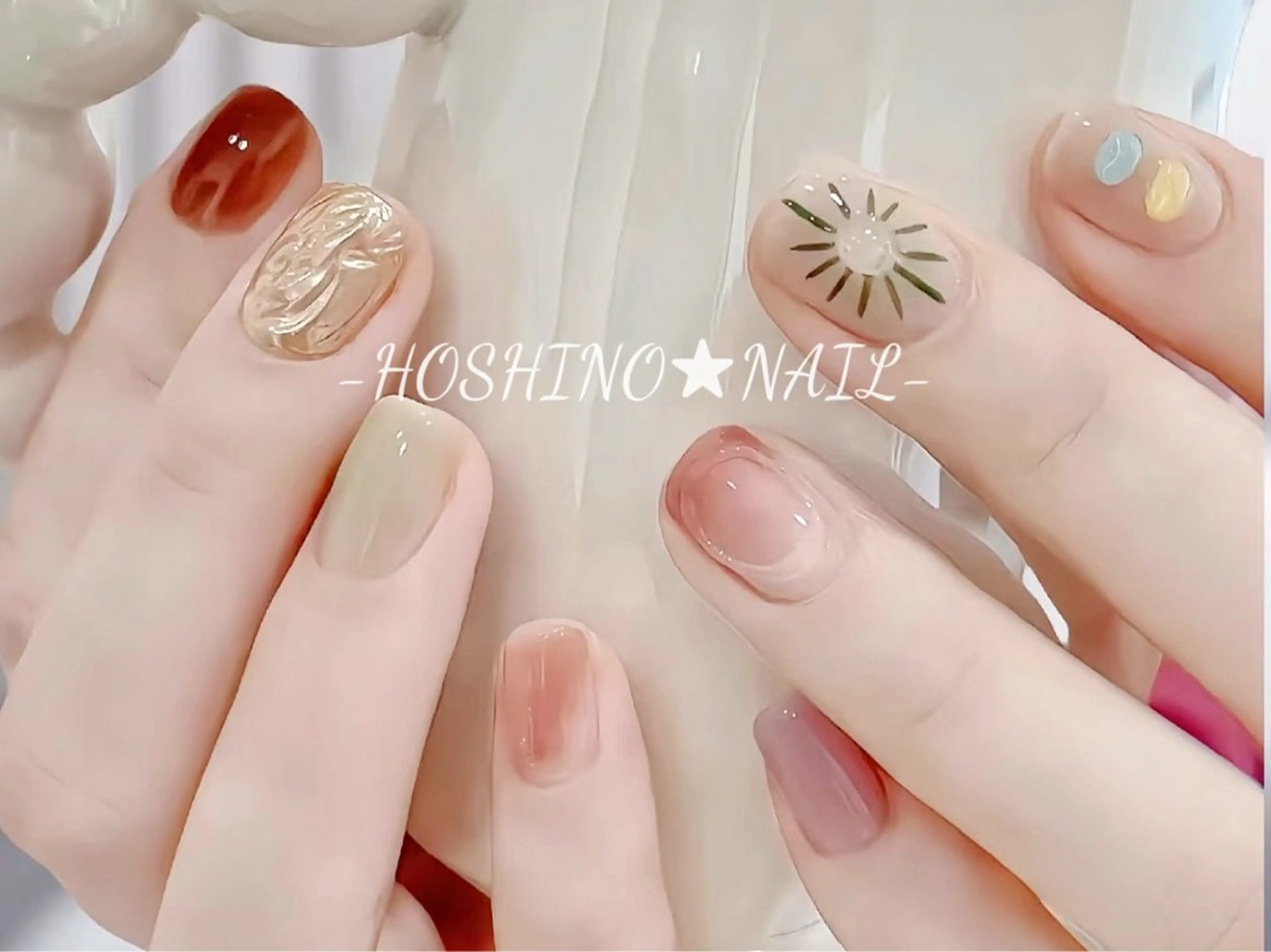 ネイル オーロラネイル チークネイル ドット フットネイル フレンチネイル ハンドネイル ★HOSHINO NAIL★新宿店のネイルデザイン
