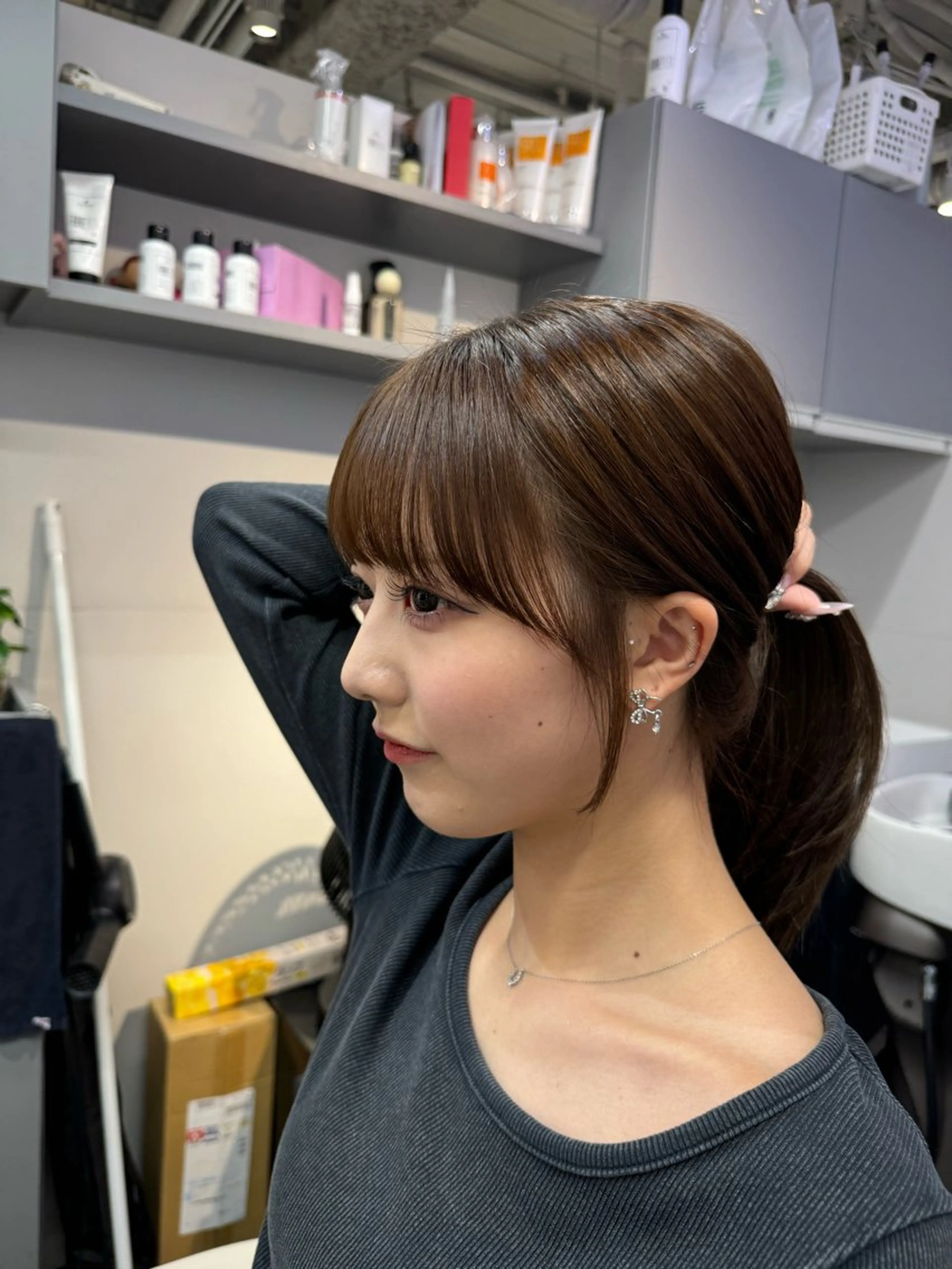 ミディアム カラー カット ヘアカラー トリートメント 顔まわりの神様✨ 透明感カラー藤嶋秀幸のヘアスタイル