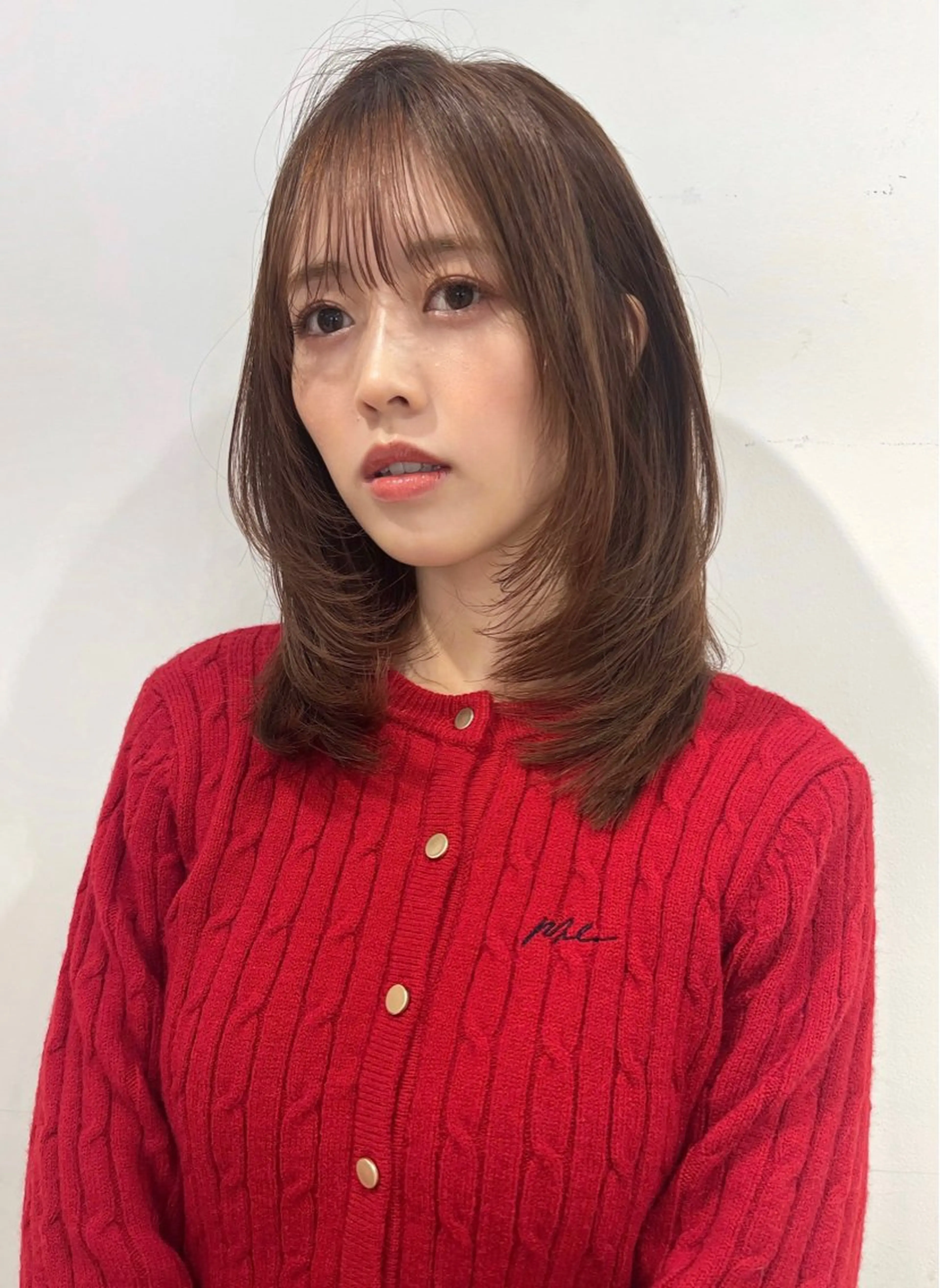 セミロング カラー ブラウンカラー レイヤーカット 【韓国ヘア×透明感 カラー】笹谷 莉未のヘアスタイル