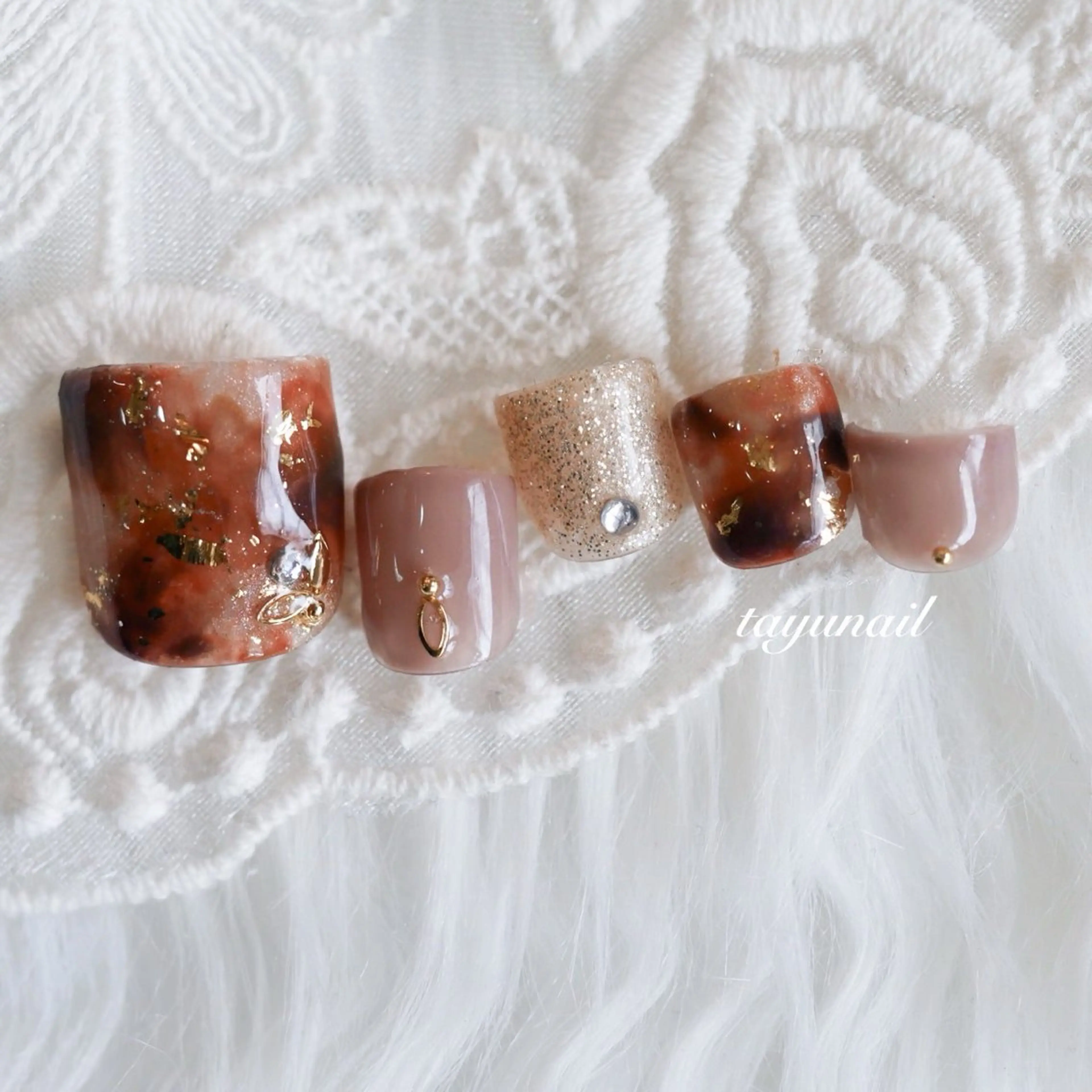 ネイル アートネイル べっ甲ネイル フットネイル ジェルネイル パラジェル フットネイル ネイルサロン・ネイルスクール　たゆnail所属・ネイルサロン 【たゆnail】のネイルデザイン