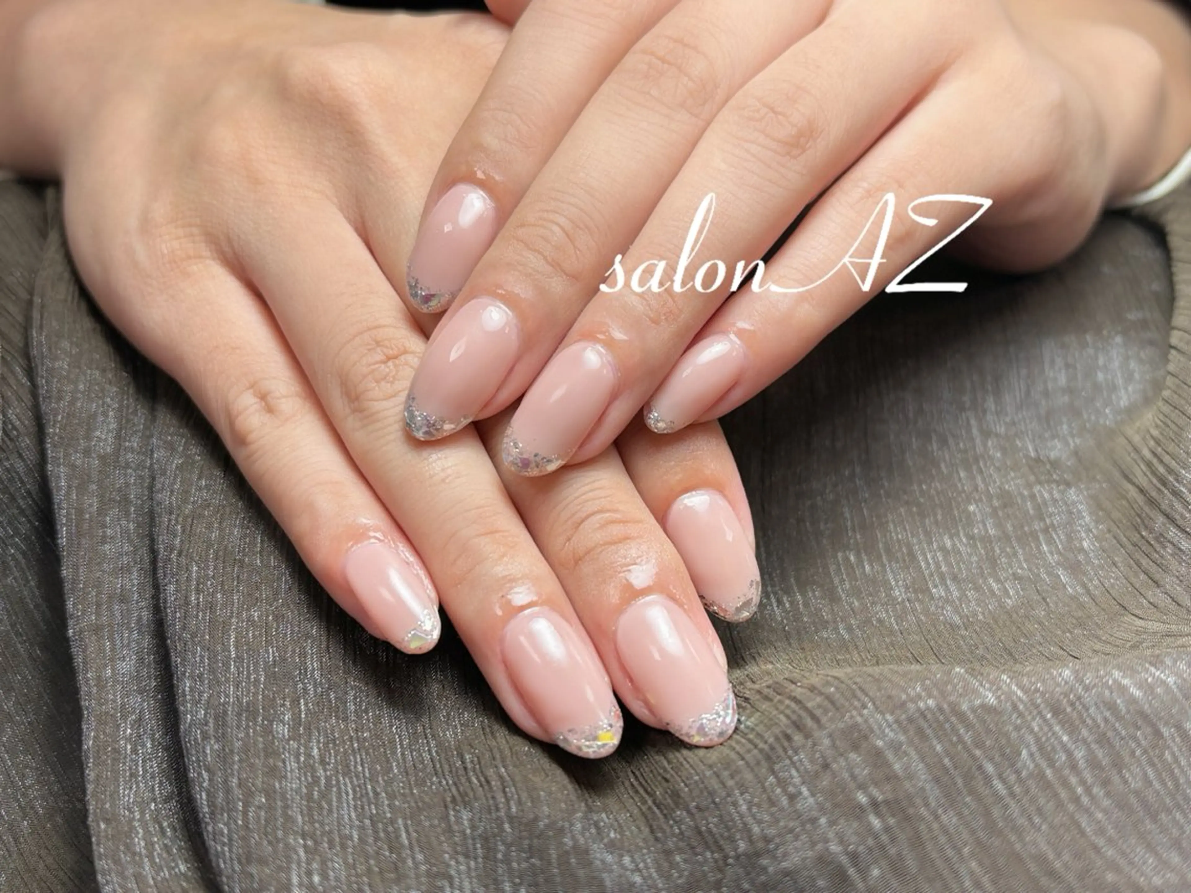 ネイル 長さ出し フットネイル フレンチネイル ガラスフレンチ マグネットネイル ハンドネイル salon AZのネイルデザイン