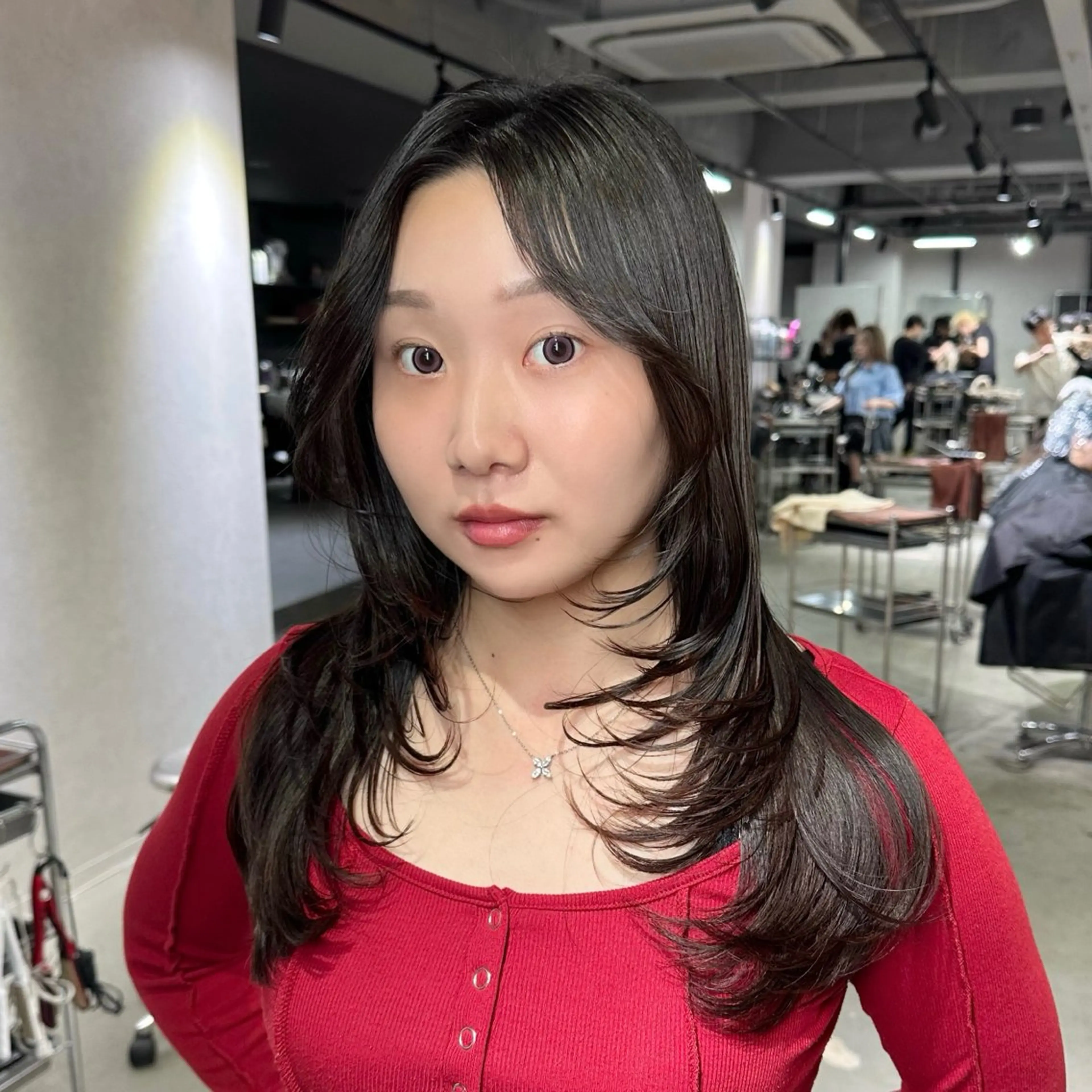 ロング ケアカラー ボブ 髪質改善 レイヤーカット トリートメント カット ヘアカラー トリートメント 艶髪カラー/レイヤ ー支持No.1renのヘアスタイル