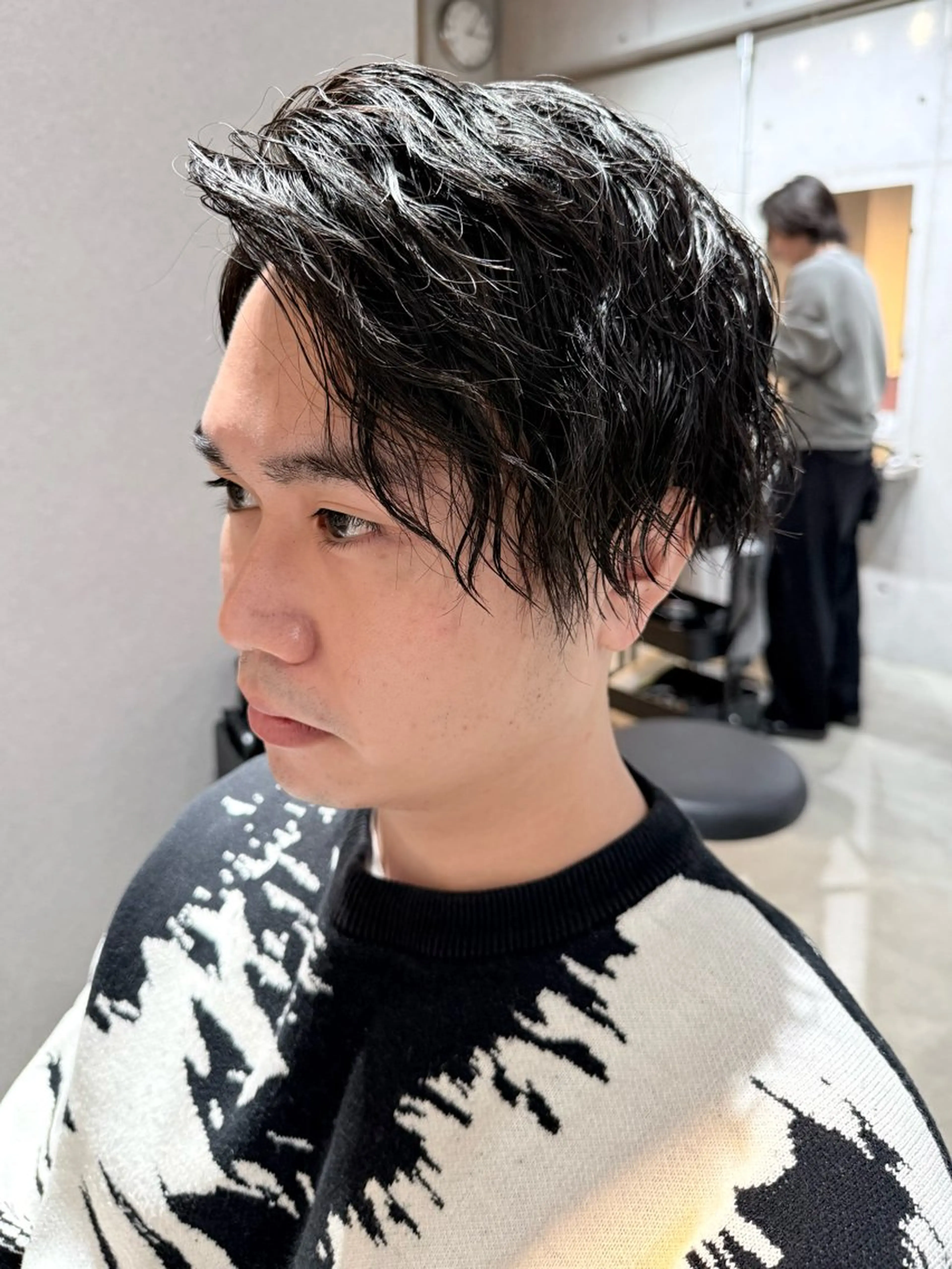 ミディアム パーマ メンズ 藤田 一遼のヘアスタイル