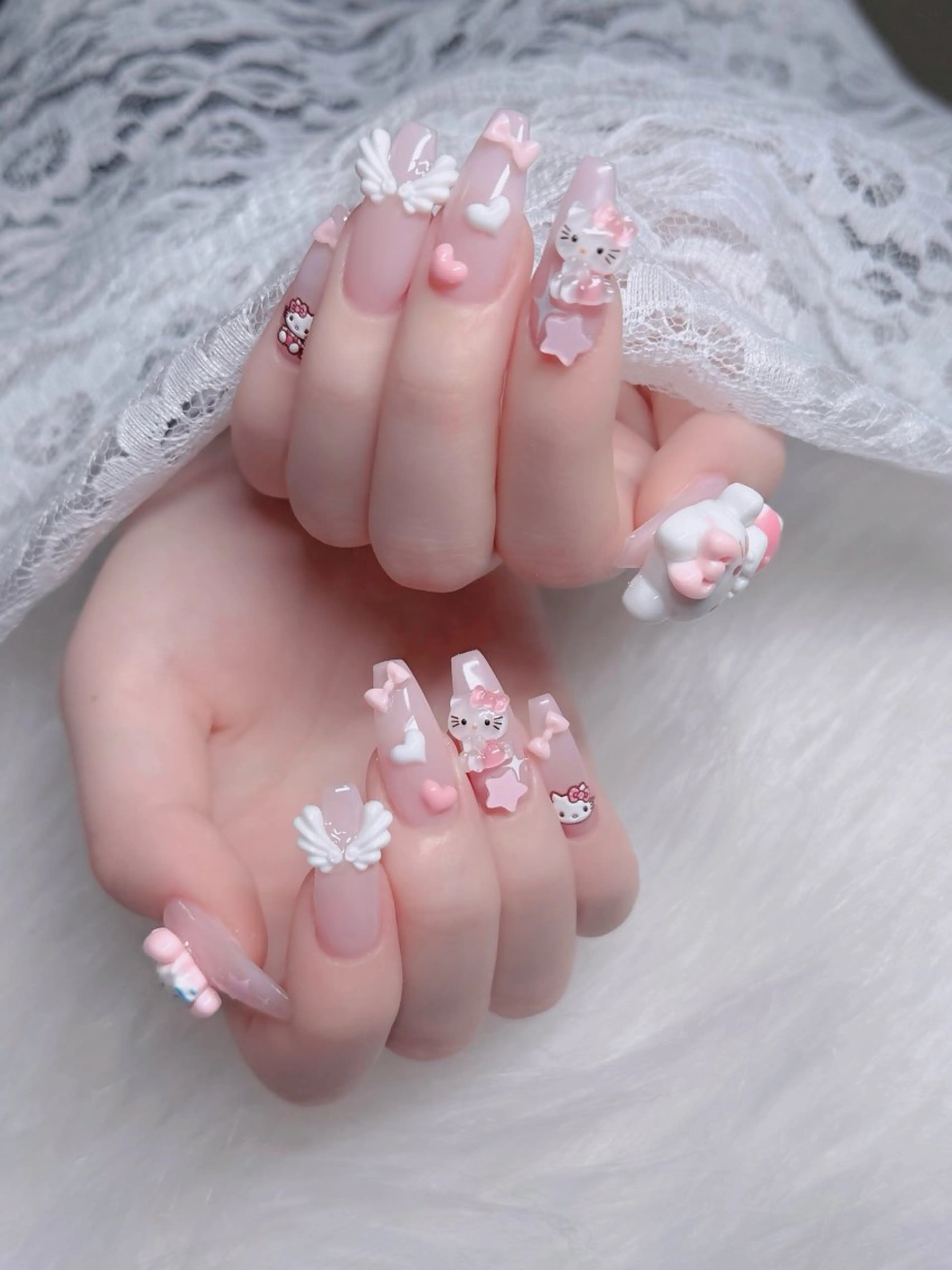 ネイル フレンチネイル ジェルネイル ガラスフレンチ ハロウィン ハート ハンドネイル H.baby Nail Salonのネイルデザイン
