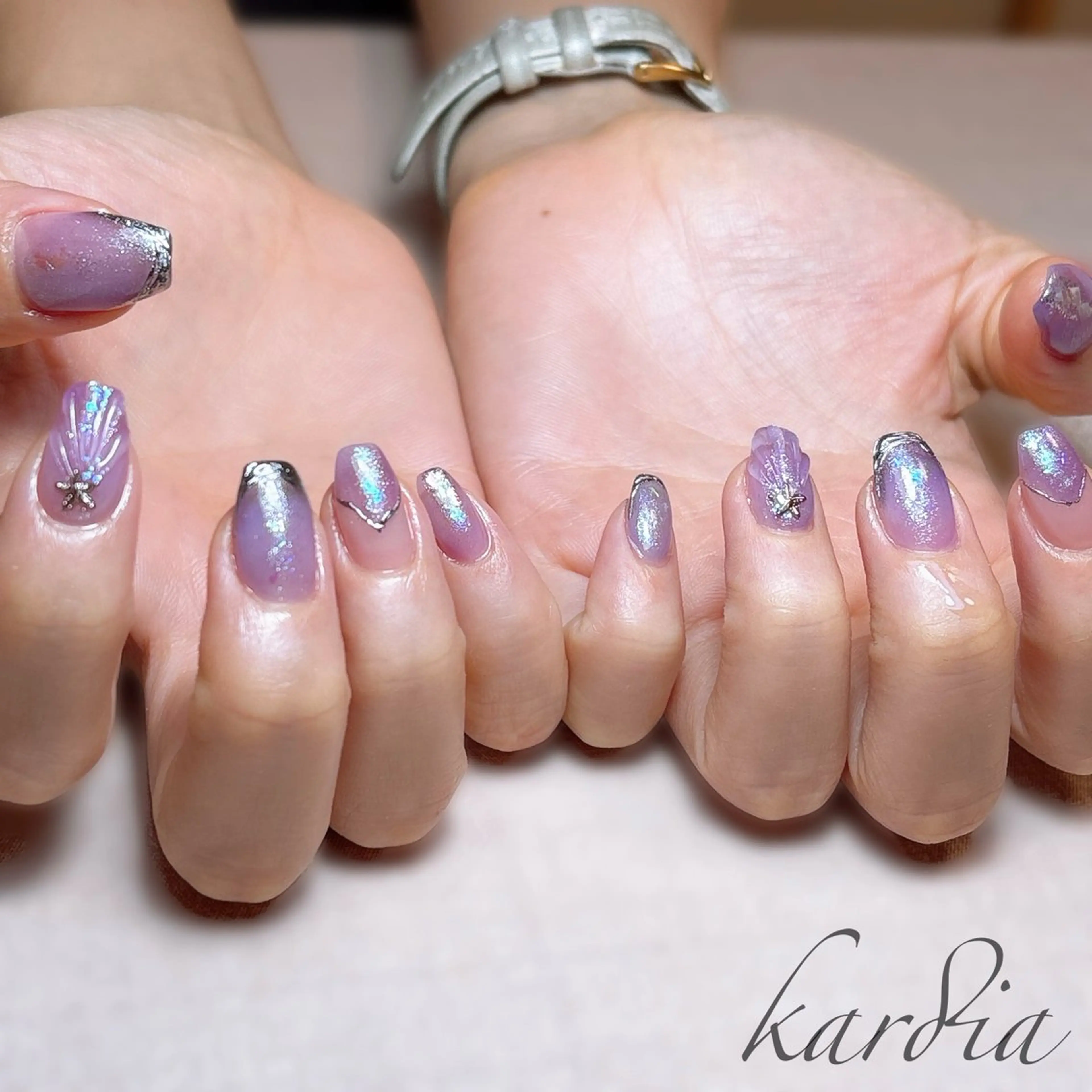 ネイル ハンドネイル καρδιά -ｶﾙﾃﾞｨｱ-のネイルデザイン