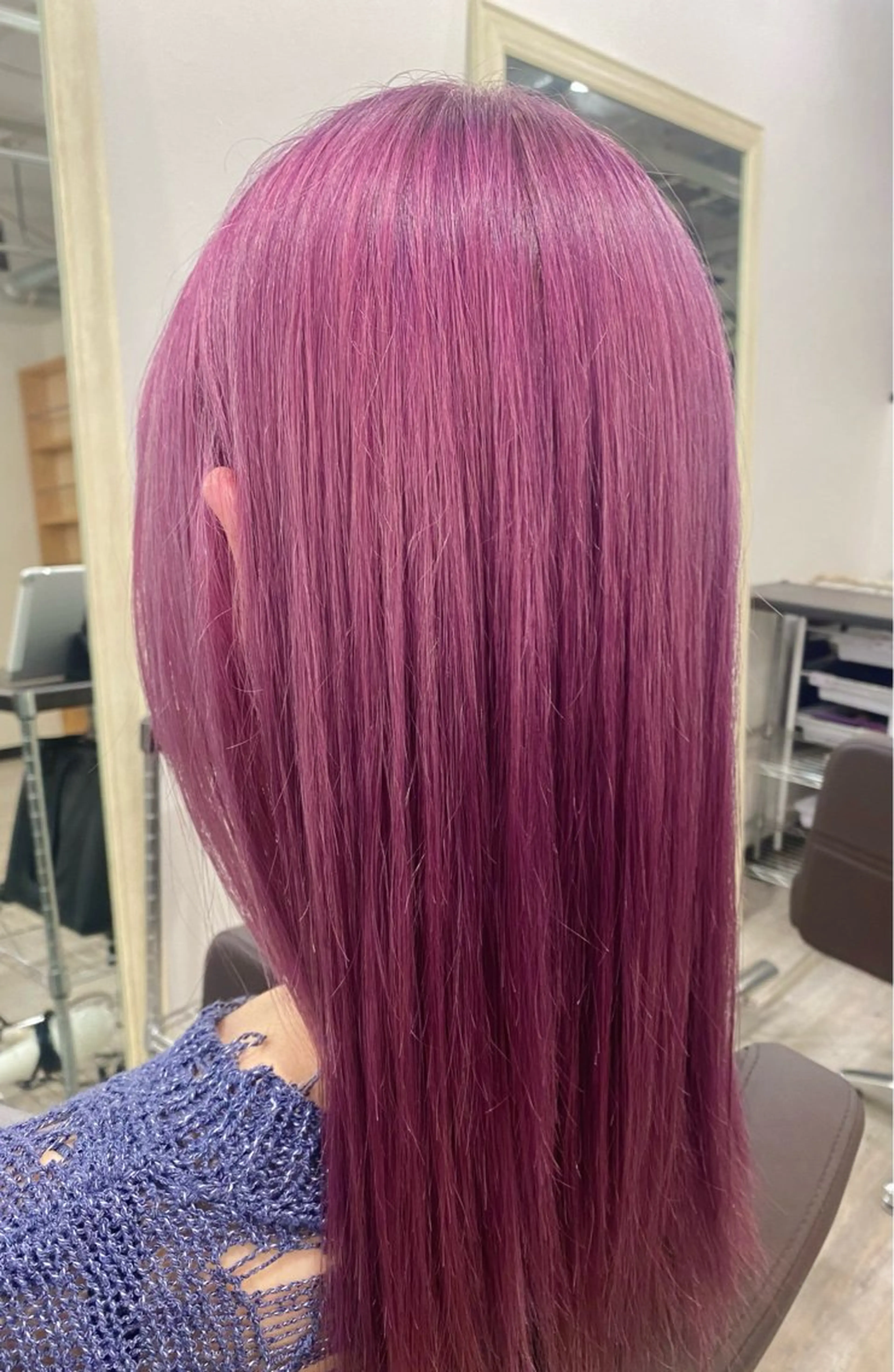 セミロング カラー ブリーチ ピンクカラー ピンクパープル パープルカラー Asuka 🌈のヘアスタイル