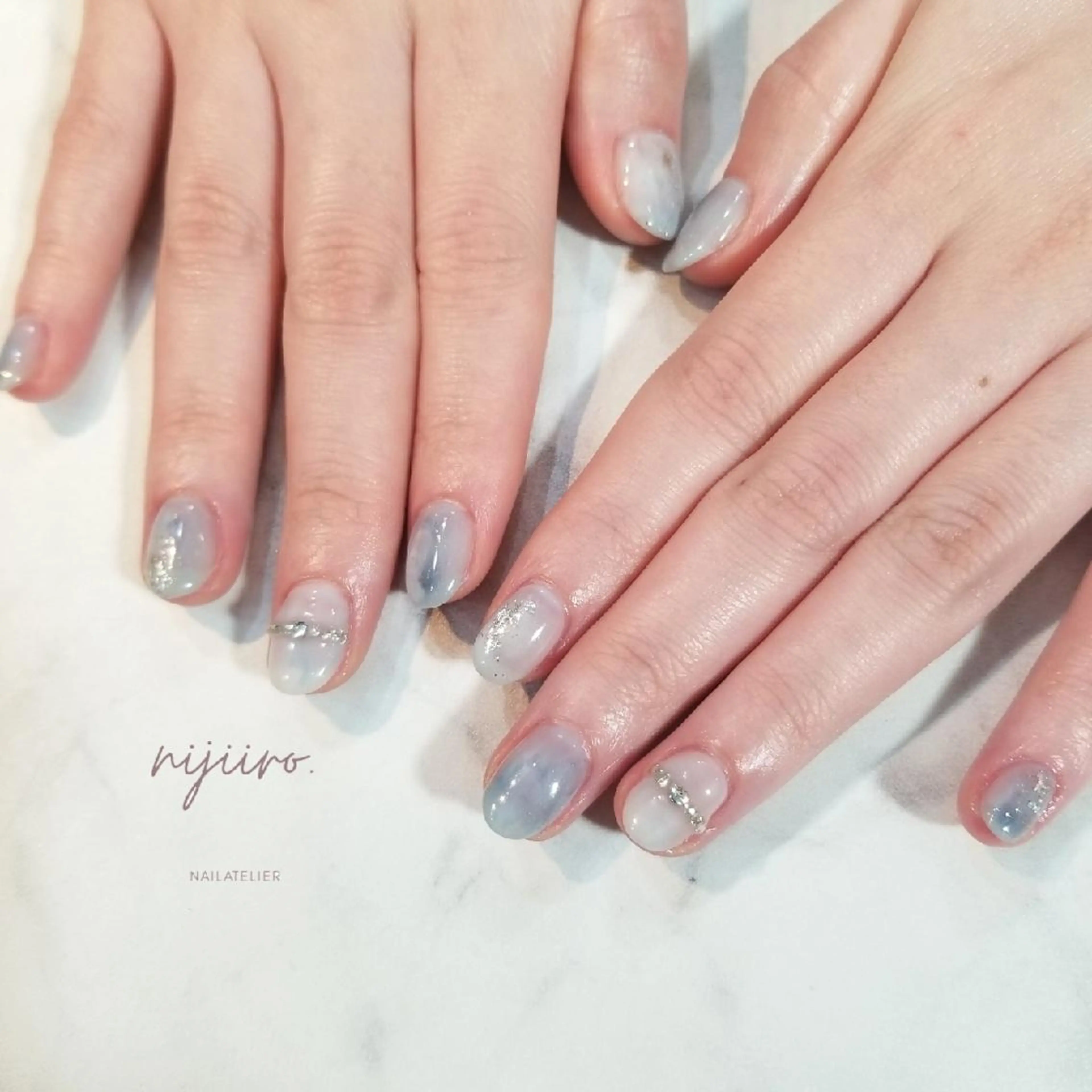 ネイル ブルー ハンドネイル nailatelier nijiiro.所属・nijiiro🌈 サトウのネイルデザイン