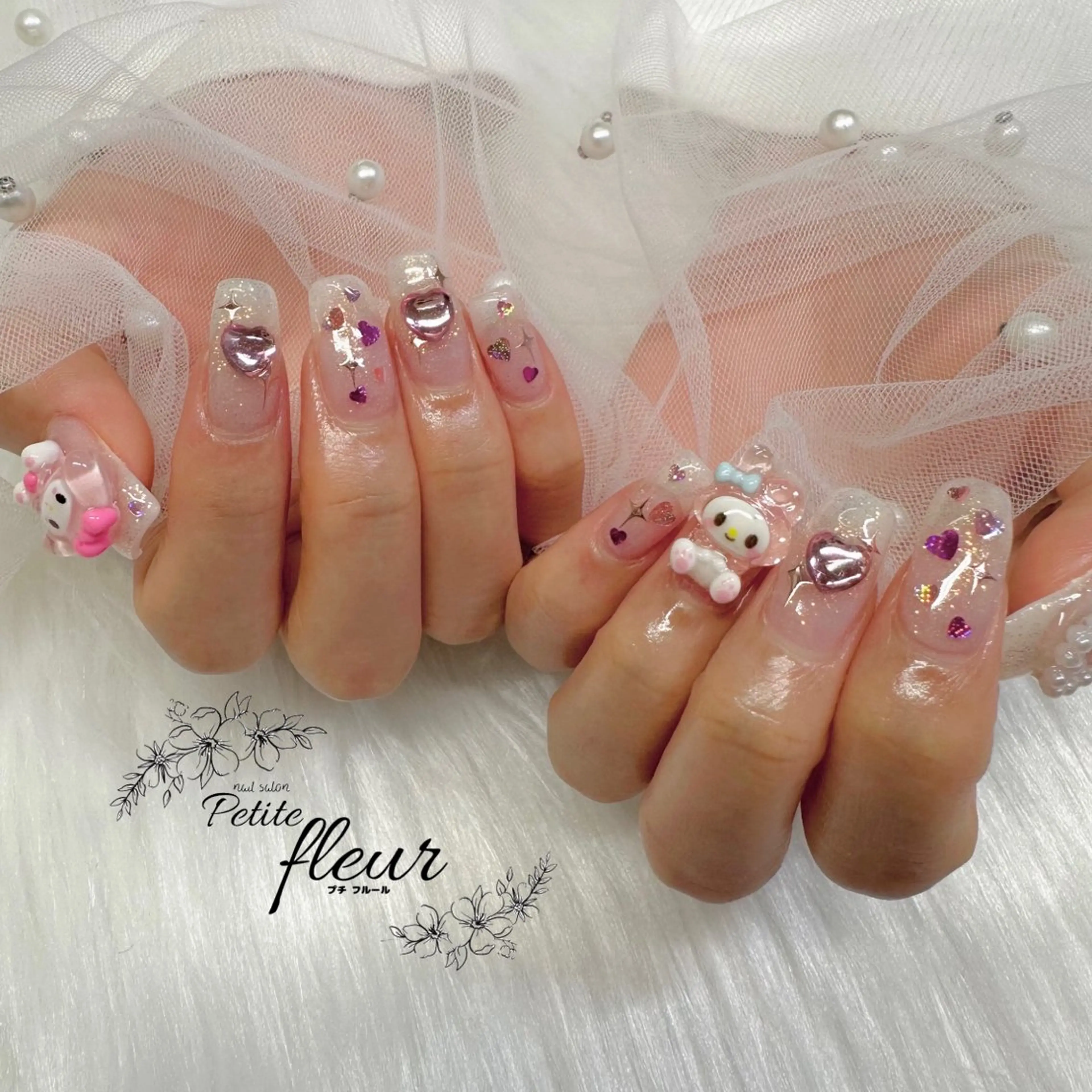 ネイル ハート ホログラムネイル ❁⃘*。Petite fleur❁⃘*りさのネイルデザイン