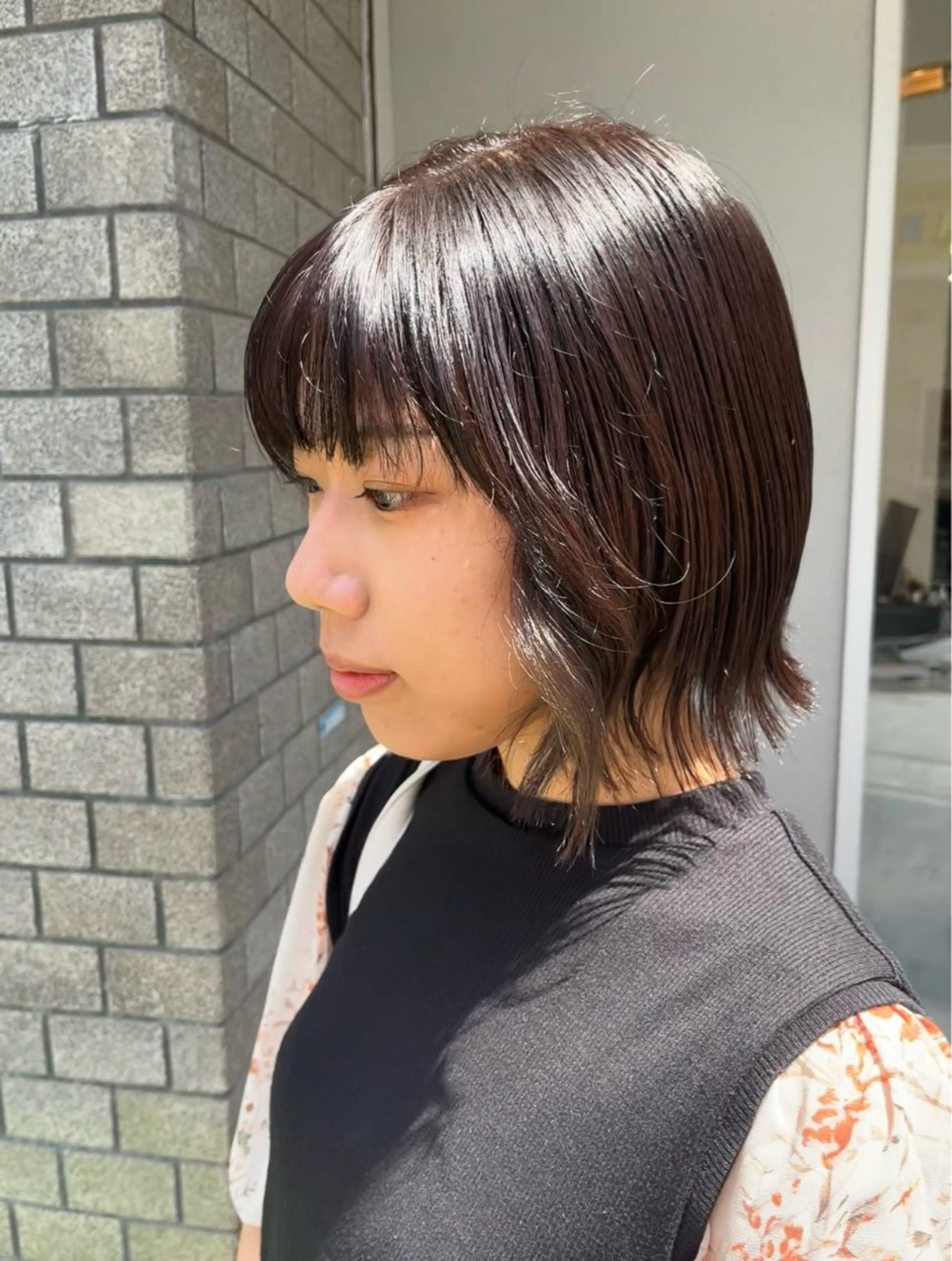 ショート カラー ブラウンカラー チョコレートブラウン ボブ FERIA あべの yumeho🍭のヘアスタイル