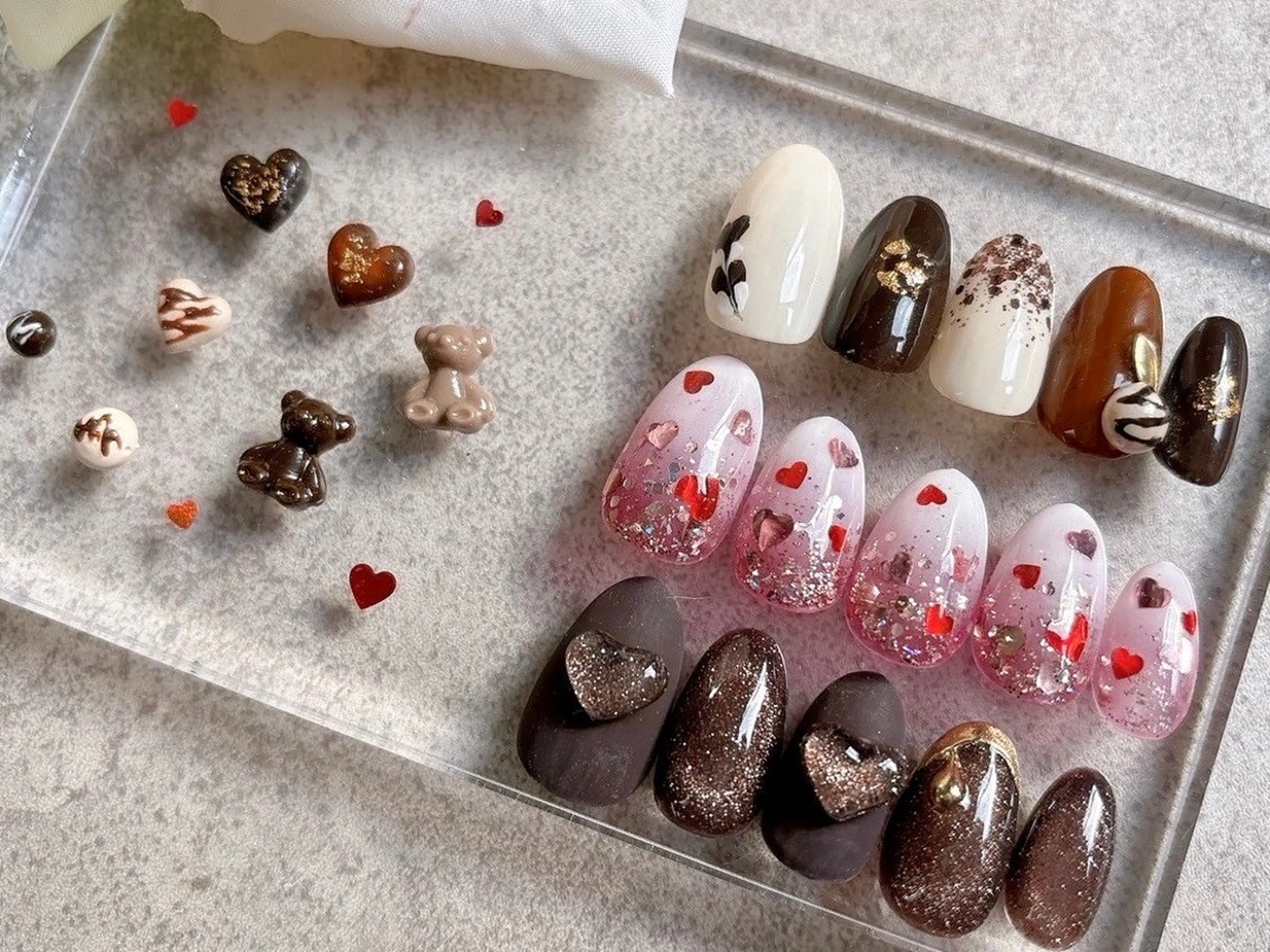 ネイル ハート バレンタイン ハンドネイル GREEM グリームのネイルデザイン