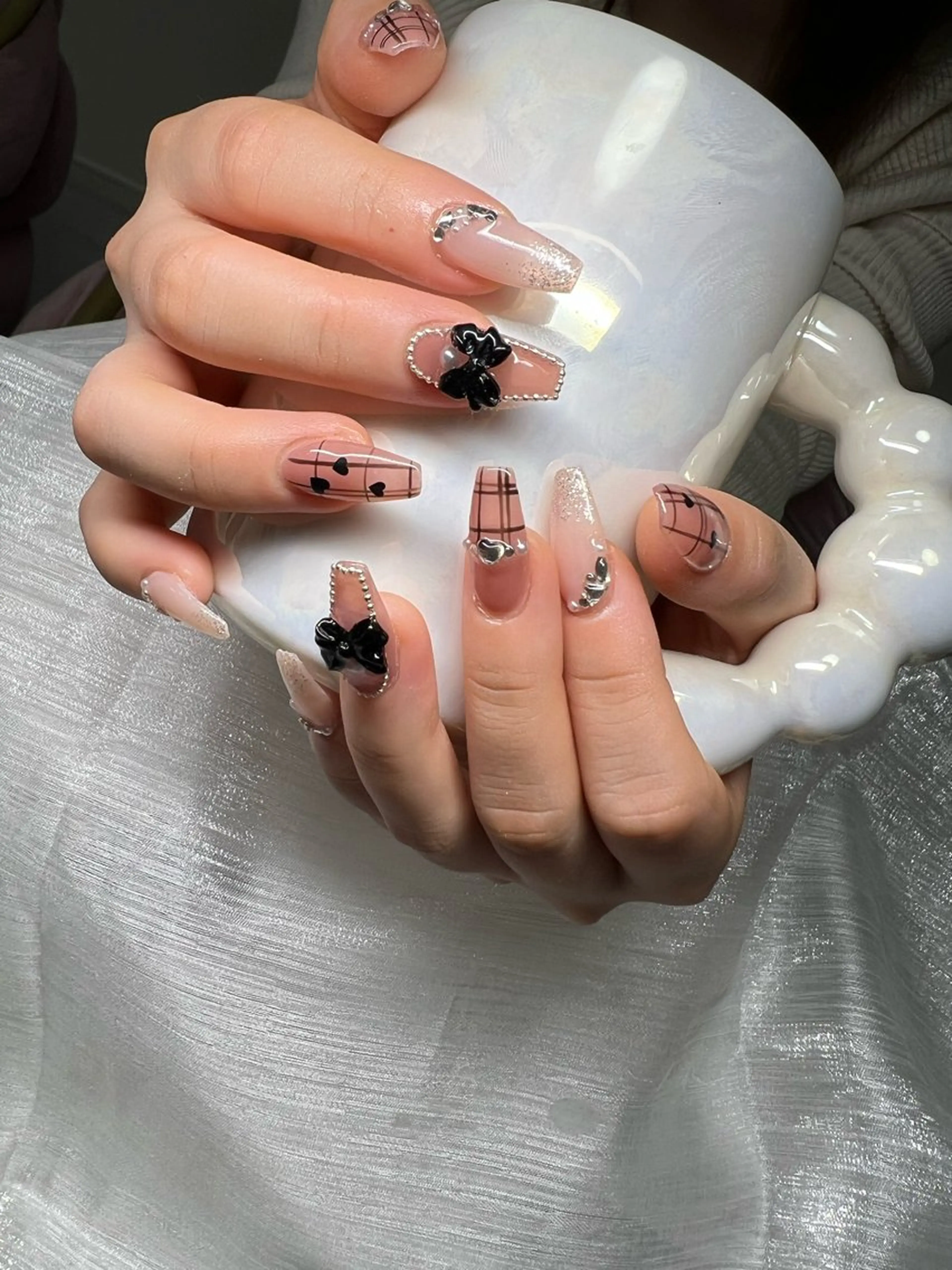 ネイル 長さ出し グラデーション キラキラネイル マグネットネイル ミラーネイル Lee Nails チップ長さだし専門店のネイルデザイン