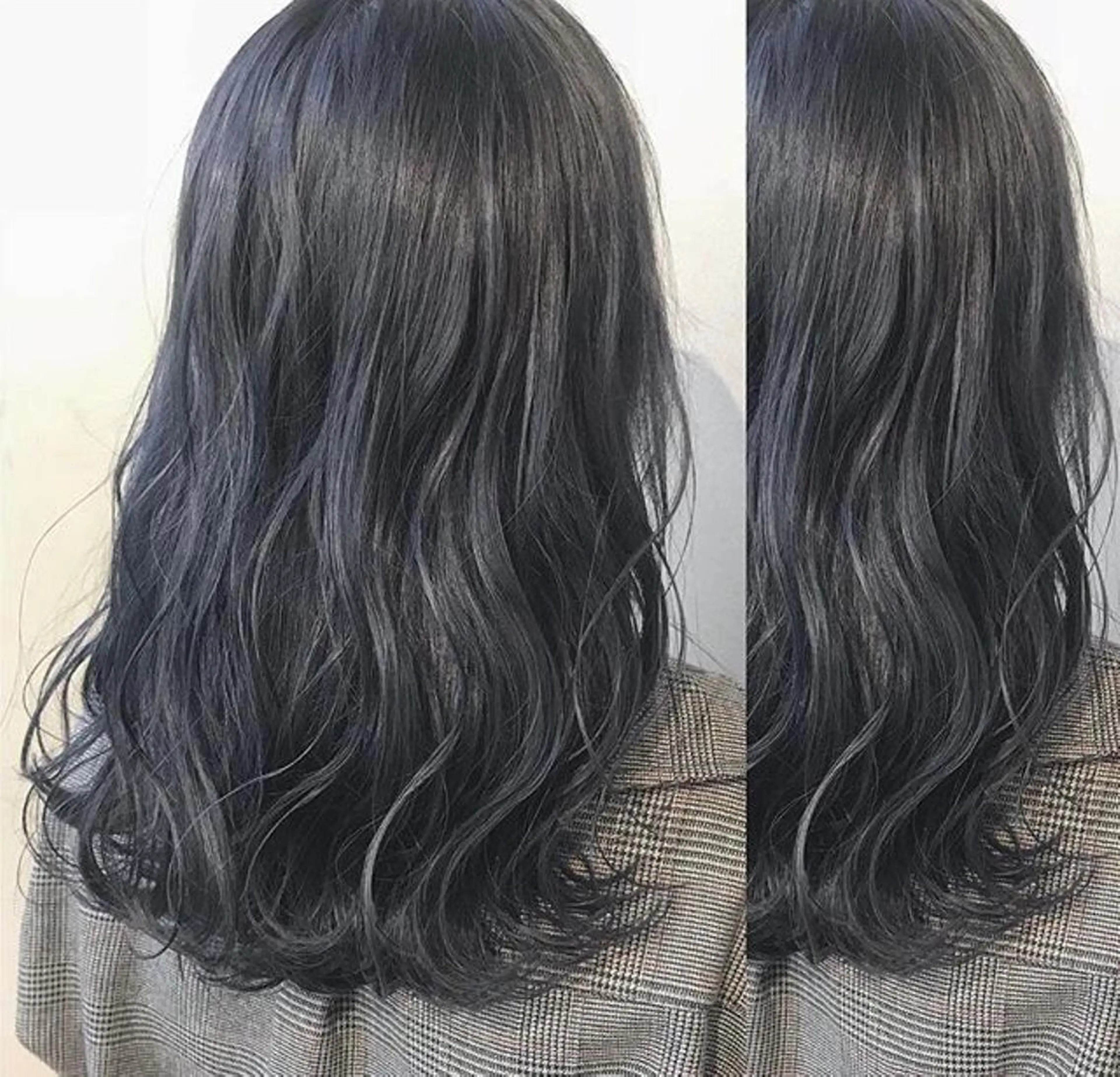 セミロング カラー ネイビーカラー 韓・中華美女ヘア 🇰🇷×🇨🇳のヘアスタイル