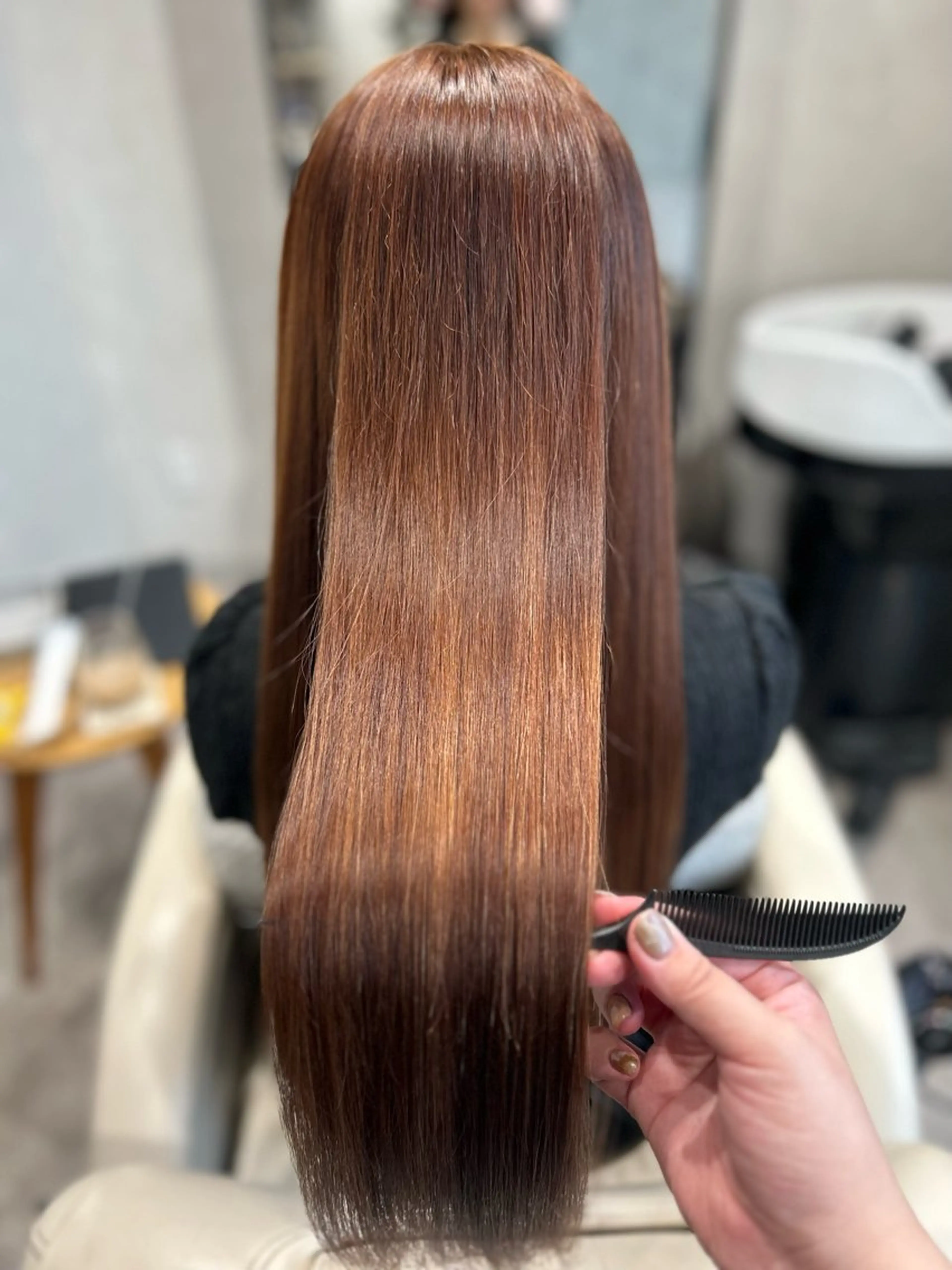 ロング オレンジブラウン 髪質改善 トリートメント カット ヘアカラー トリートメント Mintleaf🌿 akihoのヘアスタイル