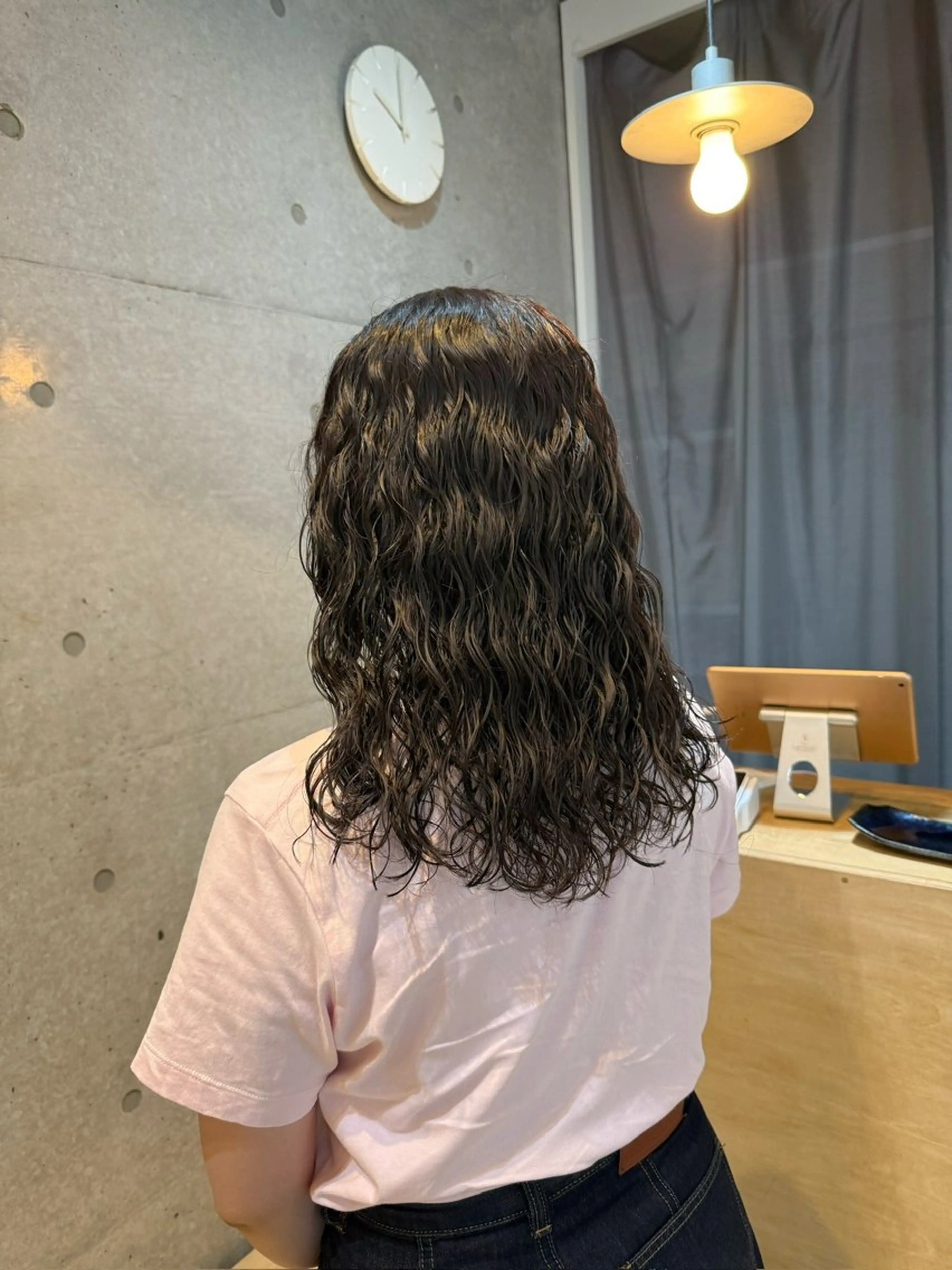 セミロング カット パーマ トリートメント デジタルパーマ ウェーブパーマ/神野のヘアスタイル