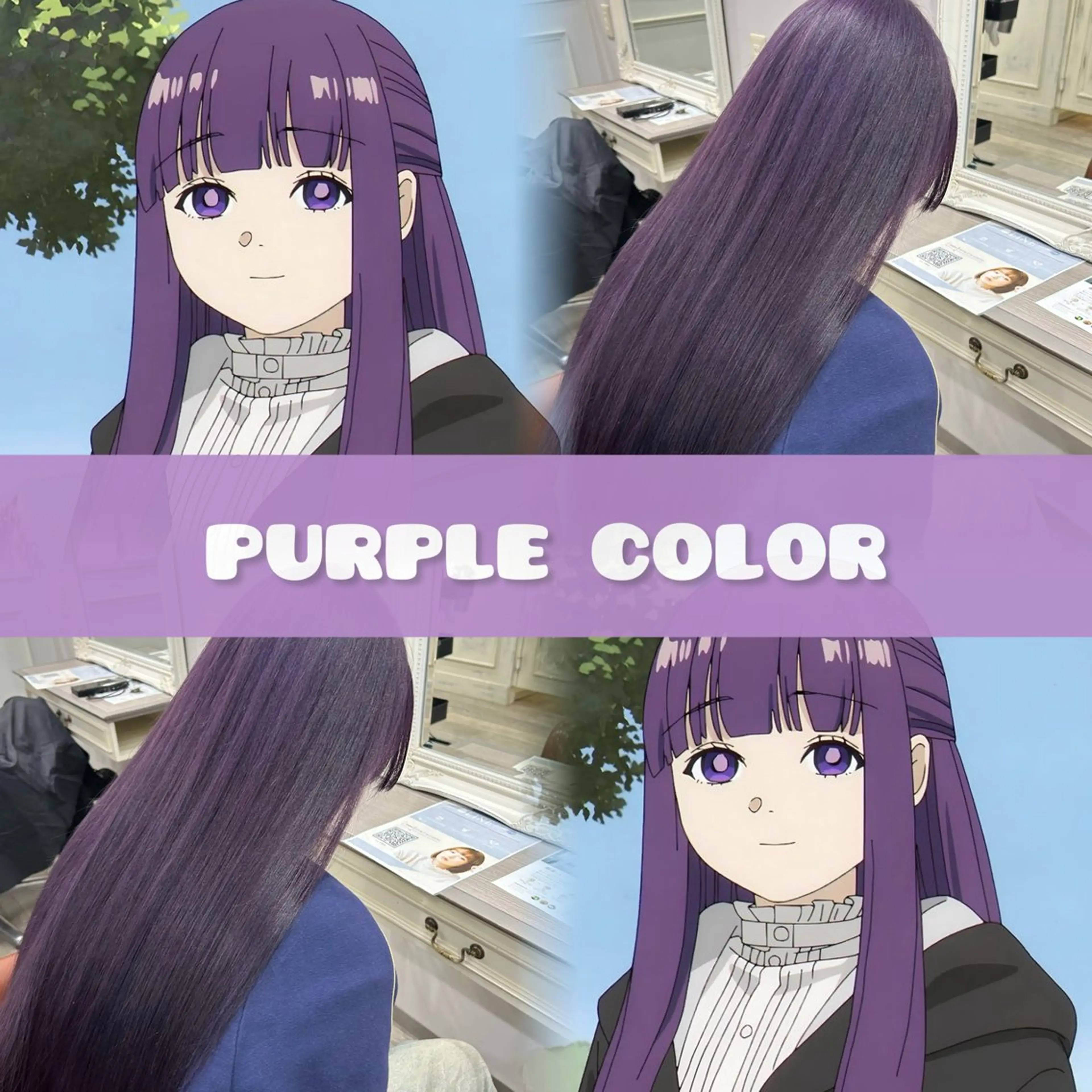 ロング カラー ブリーチ パープルカラー シルバー ロング ヘアカラー トリートメント inq sakae所属・りん🌷︎名古屋 ブリーチカラーのヘアスタイル