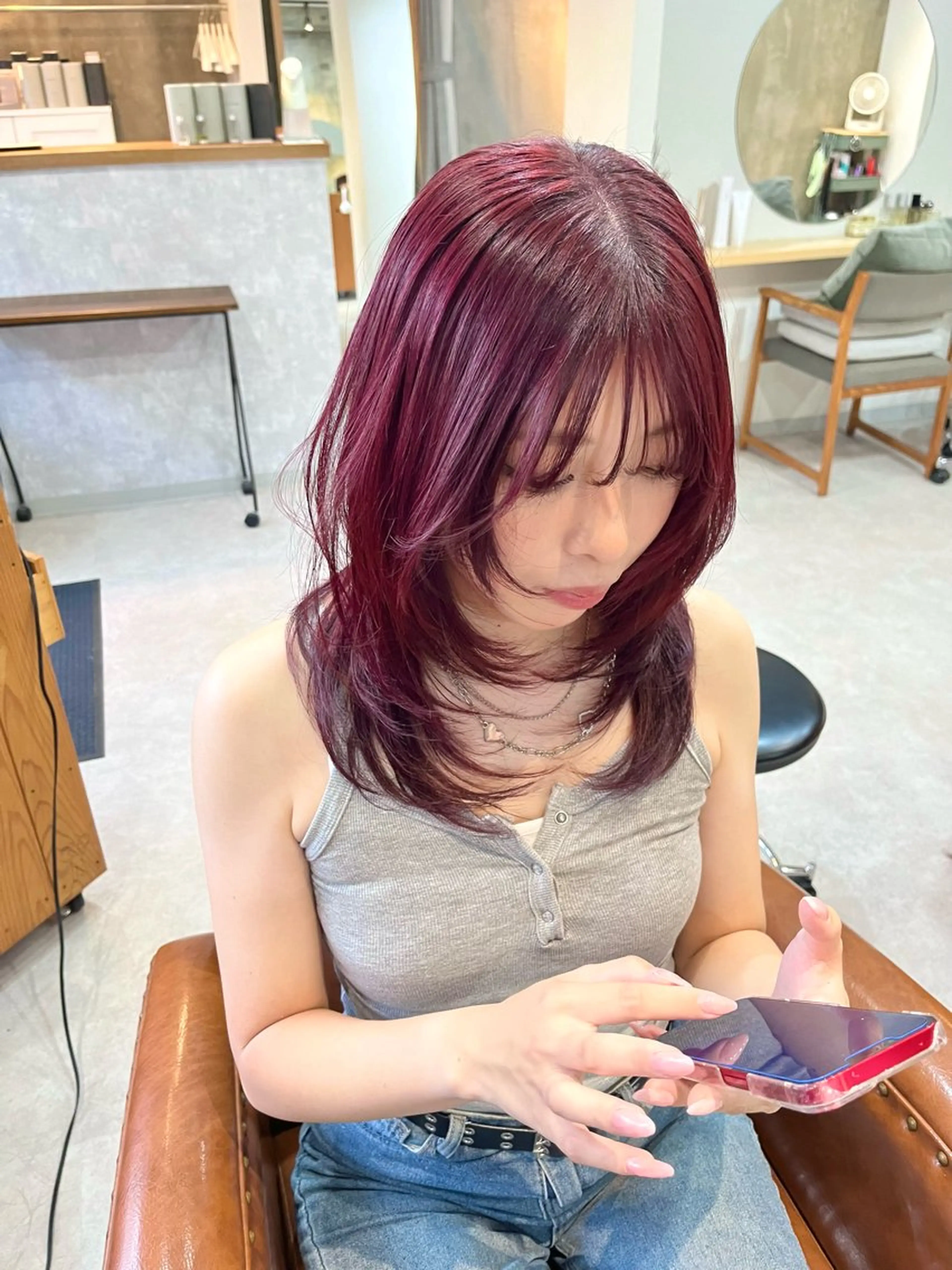 セミロング カラー Noele hair atelier(ノエルヘアアトリエ)所属・北上ゆい/個性派/ ナチュラルアレンジのヘアスタイル