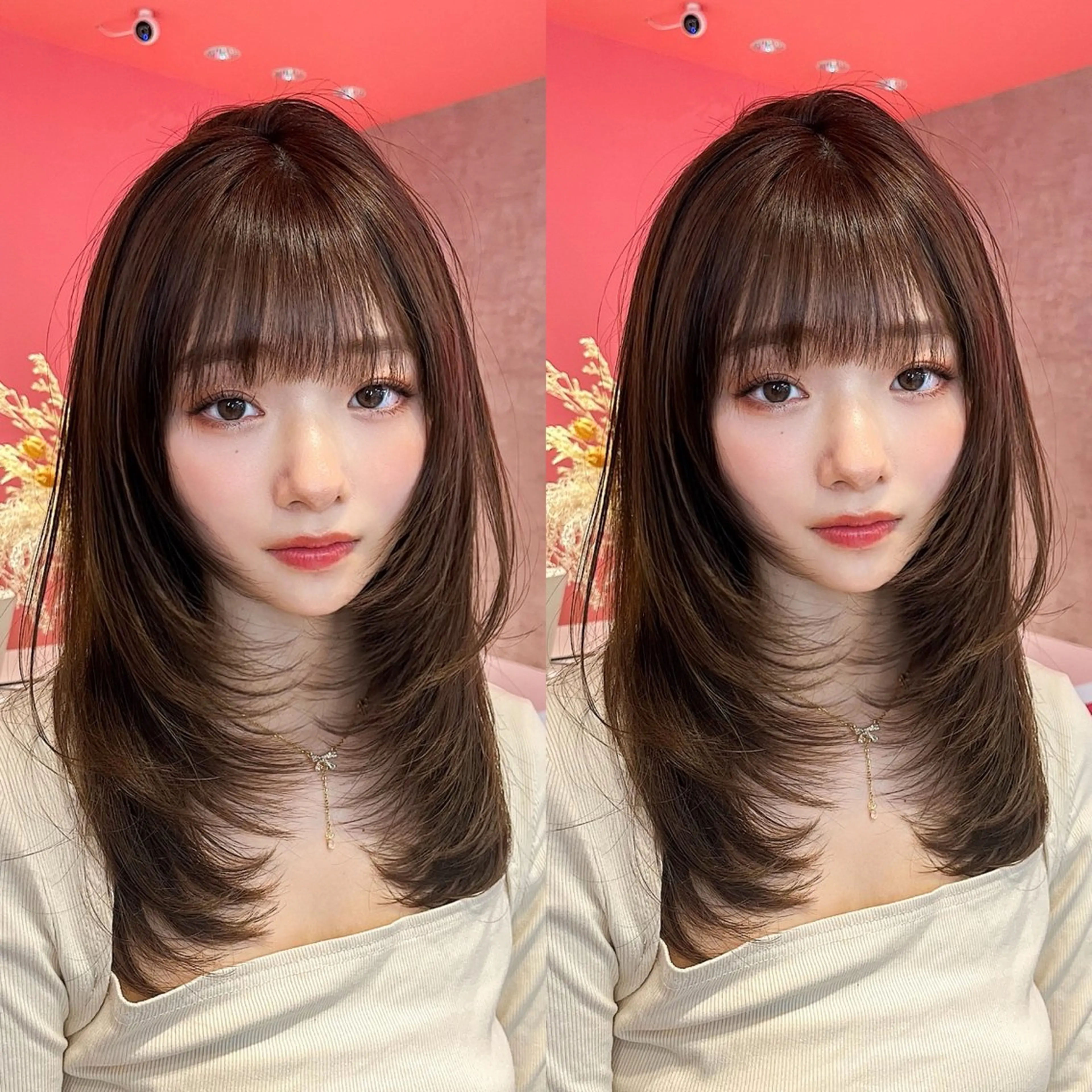 ミディアム カラー 山崎/ボブ縮毛矯正 レイヤー髪質改善のヘアスタイル