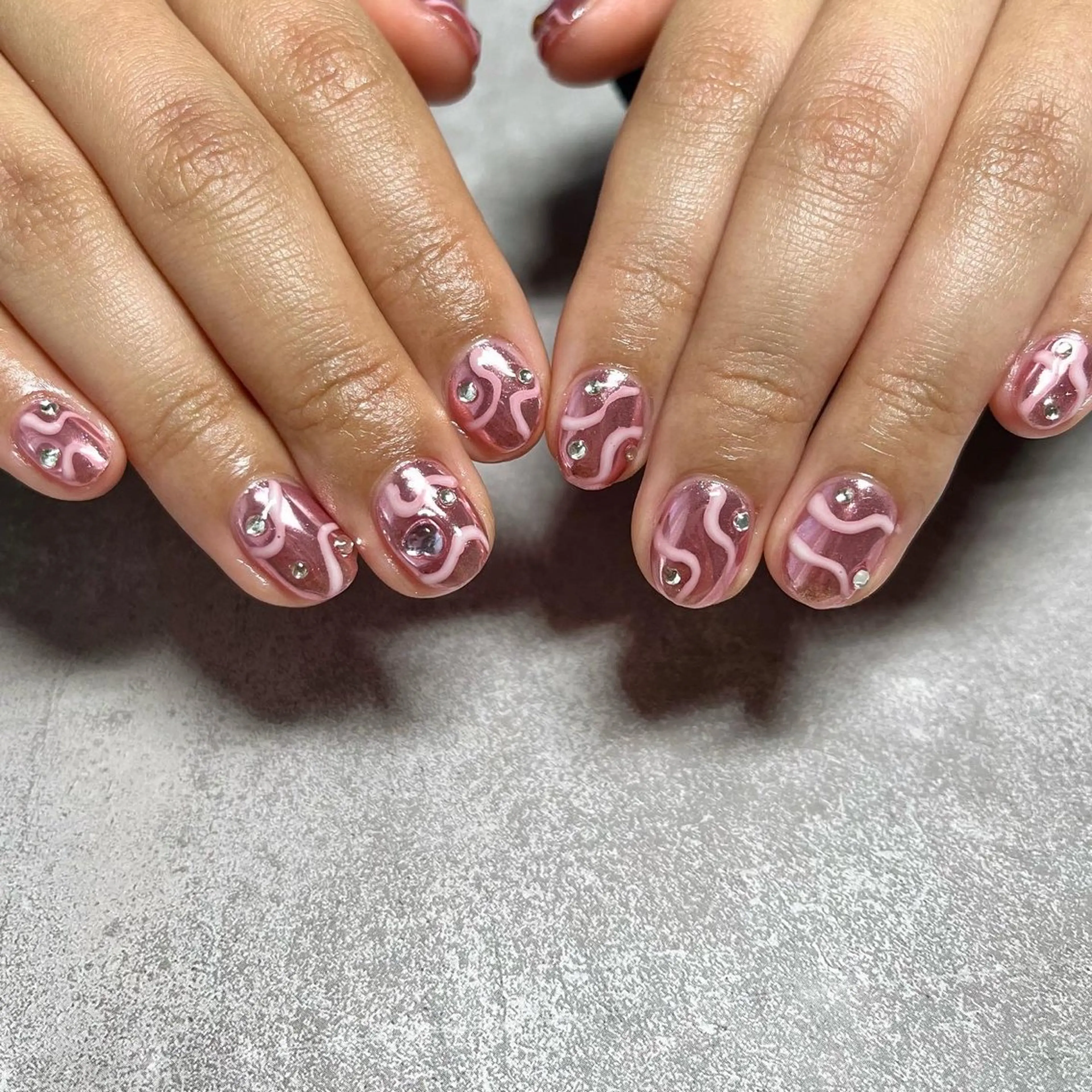 ネイル ミラーネイル ピンク ハンドネイル kupu所属・ネイルサロン kupuのネイルデザイン