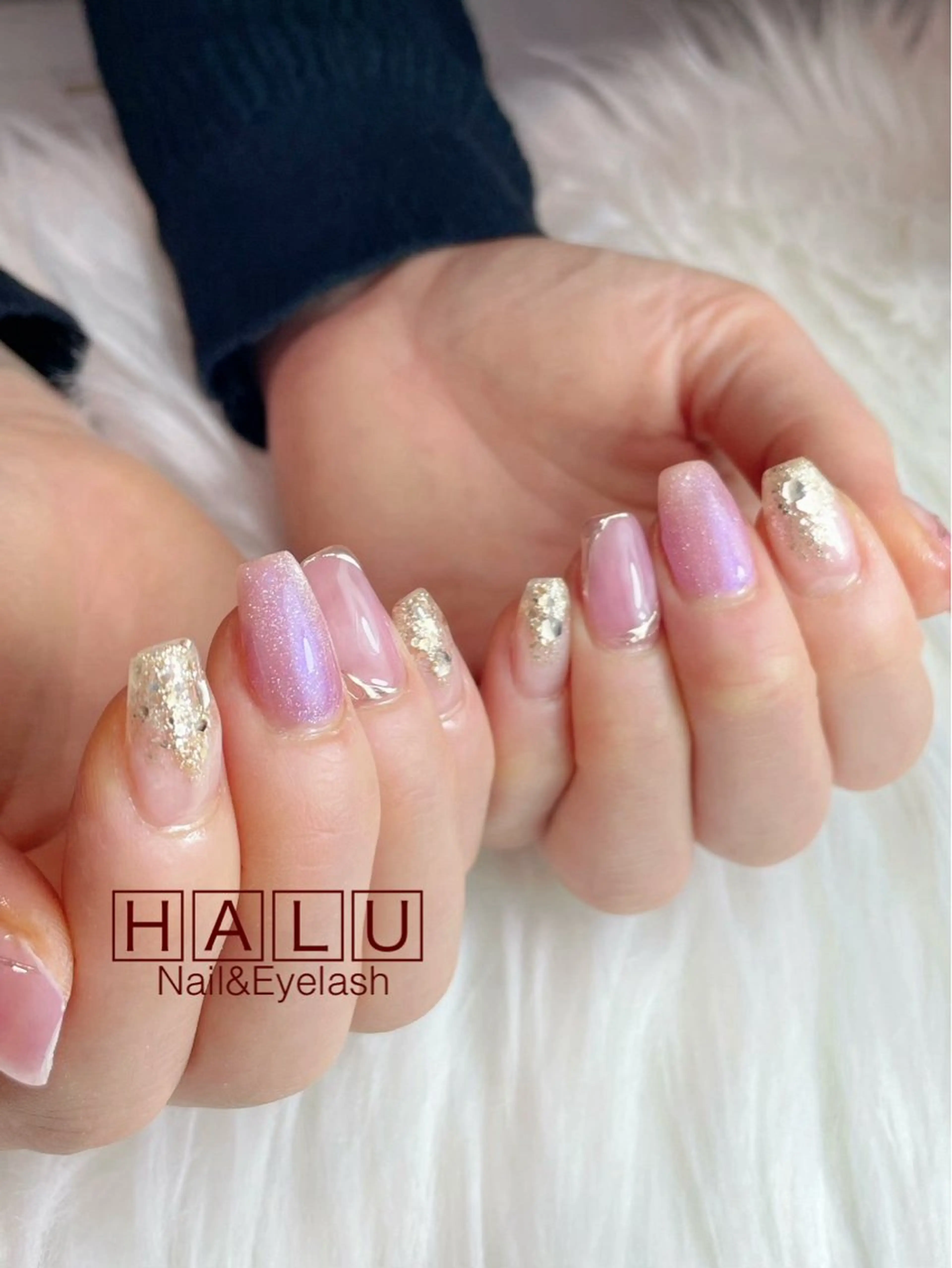 ネイル ゴールド ゴージャス ピンク シンプルネイル HALU ハルのネイルデザイン