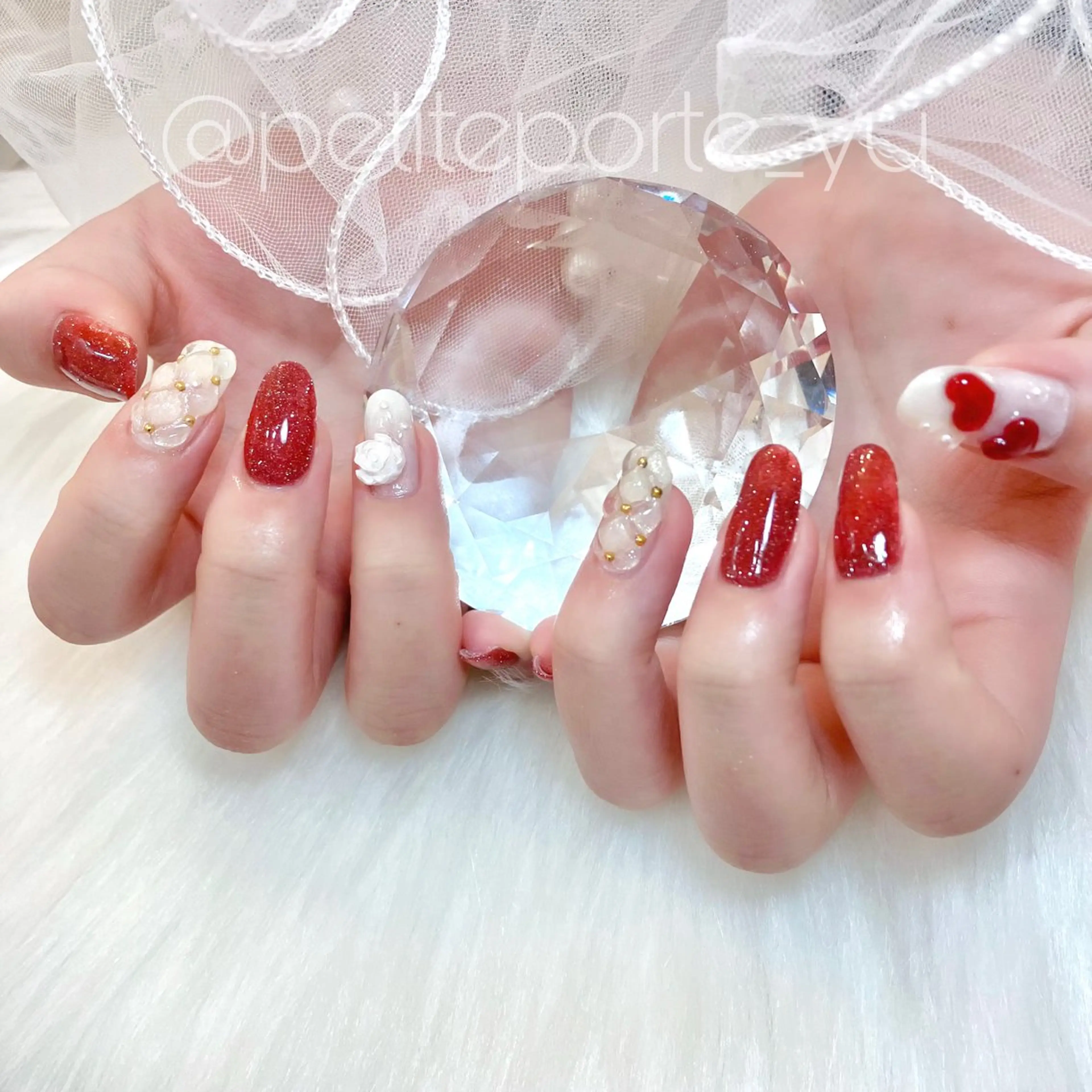 ネイル アートネイル フラッシュネイル 持ち込み バレンタイン ハンドネイル nailsalon petite porte所属・petite porteのネイルデザイン