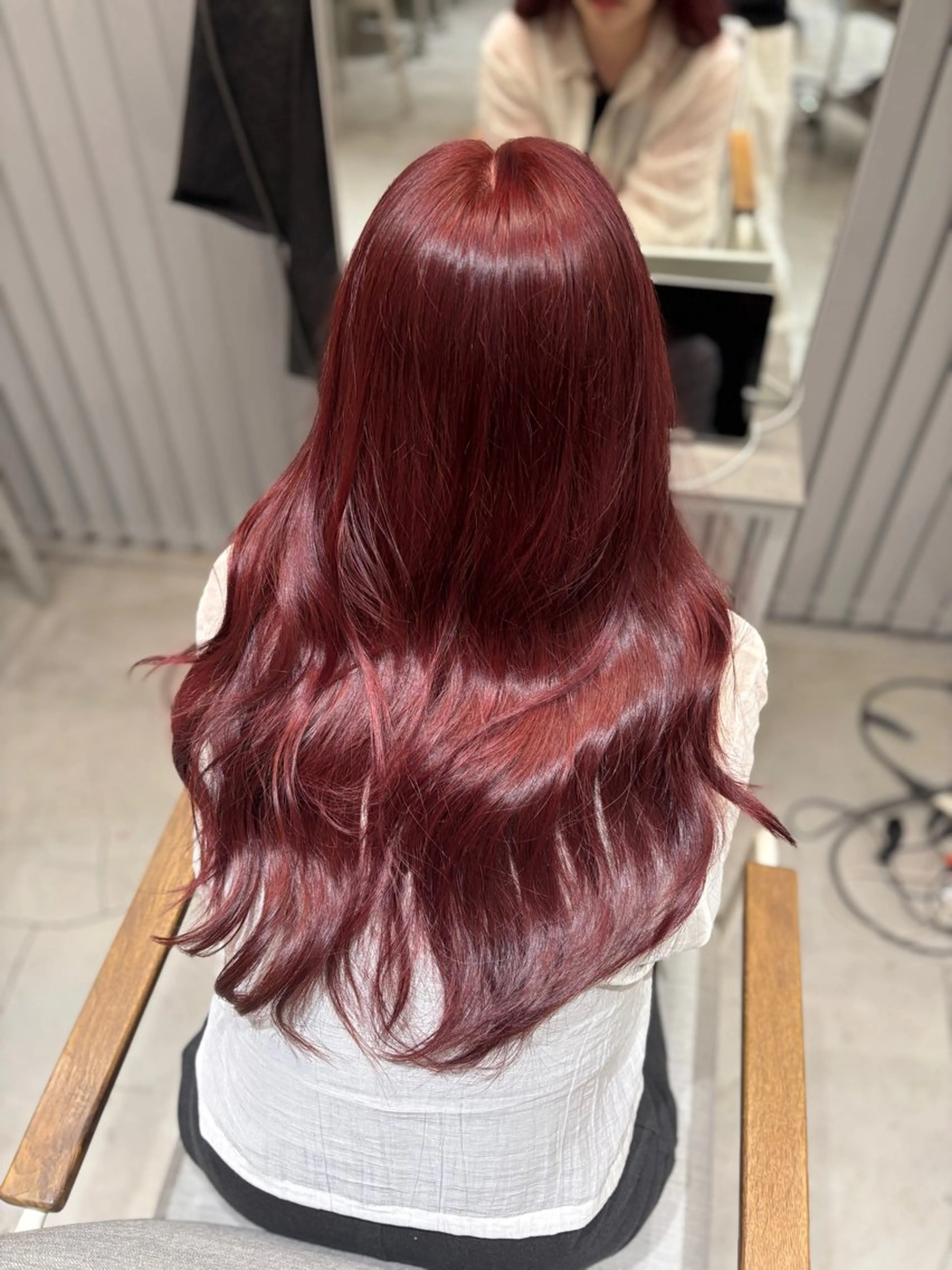 ロング カラー ブリーチ カシス ダブルカラー ブリーチなしカラー レッドカラー Rui Ruiのヘアスタイル