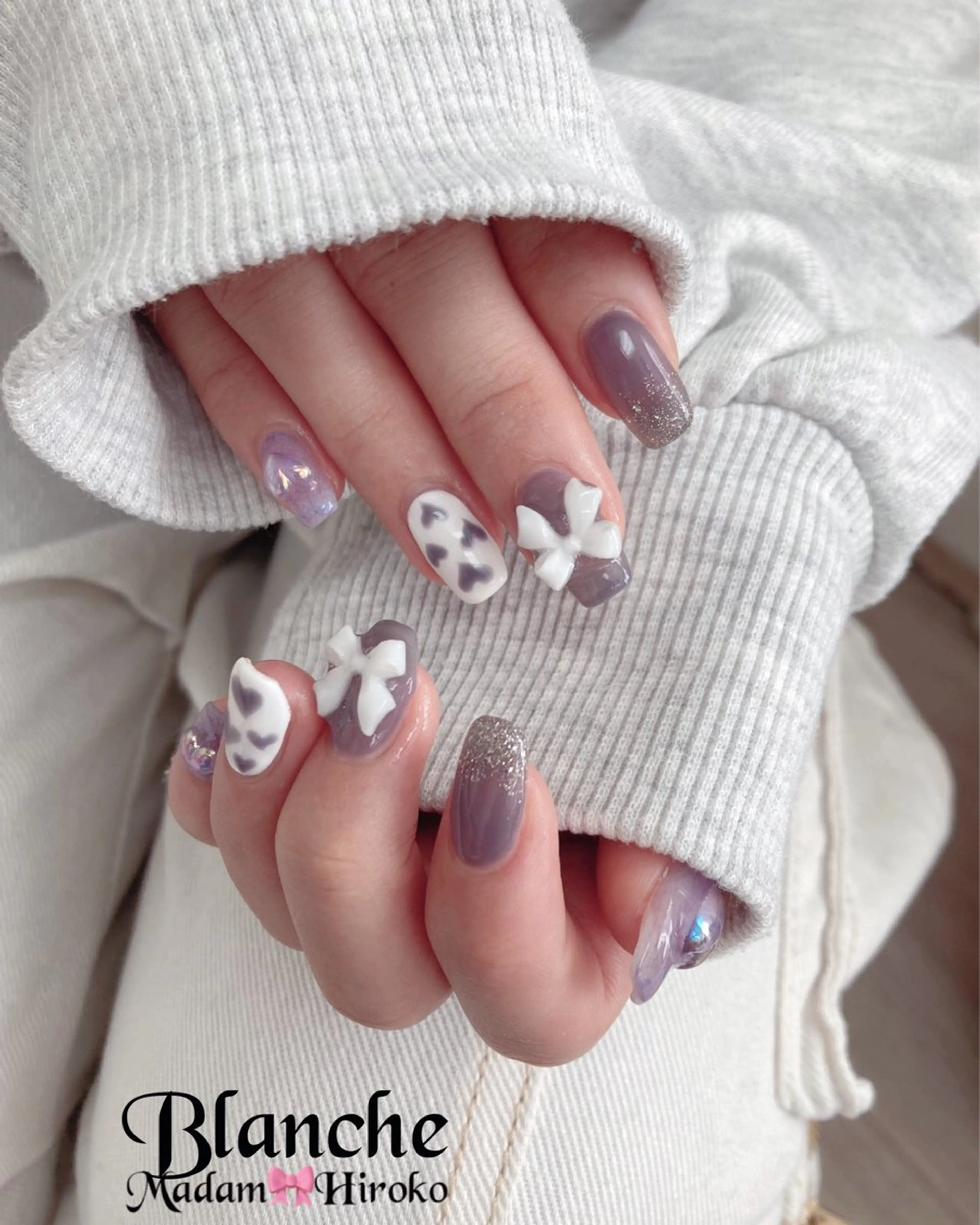 ネイル ハート パープル Lianネイル 寛子Lianのネイルデザイン