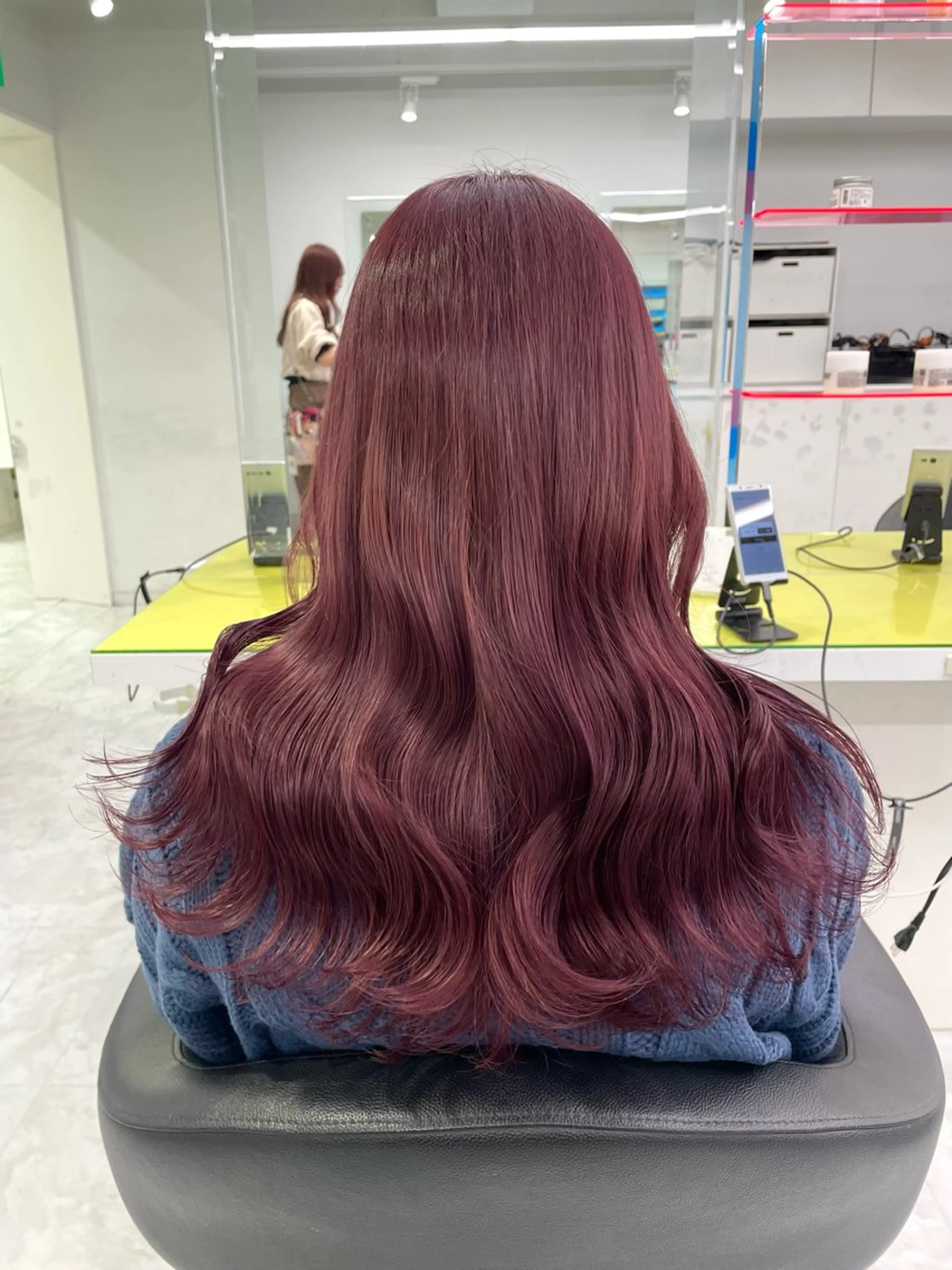 ロング カラー ヘアアレンジ ケアカラー ロング ヘアカラー 中韓🇰🇷暖色/ ワインレッド/らいるのヘアスタイル