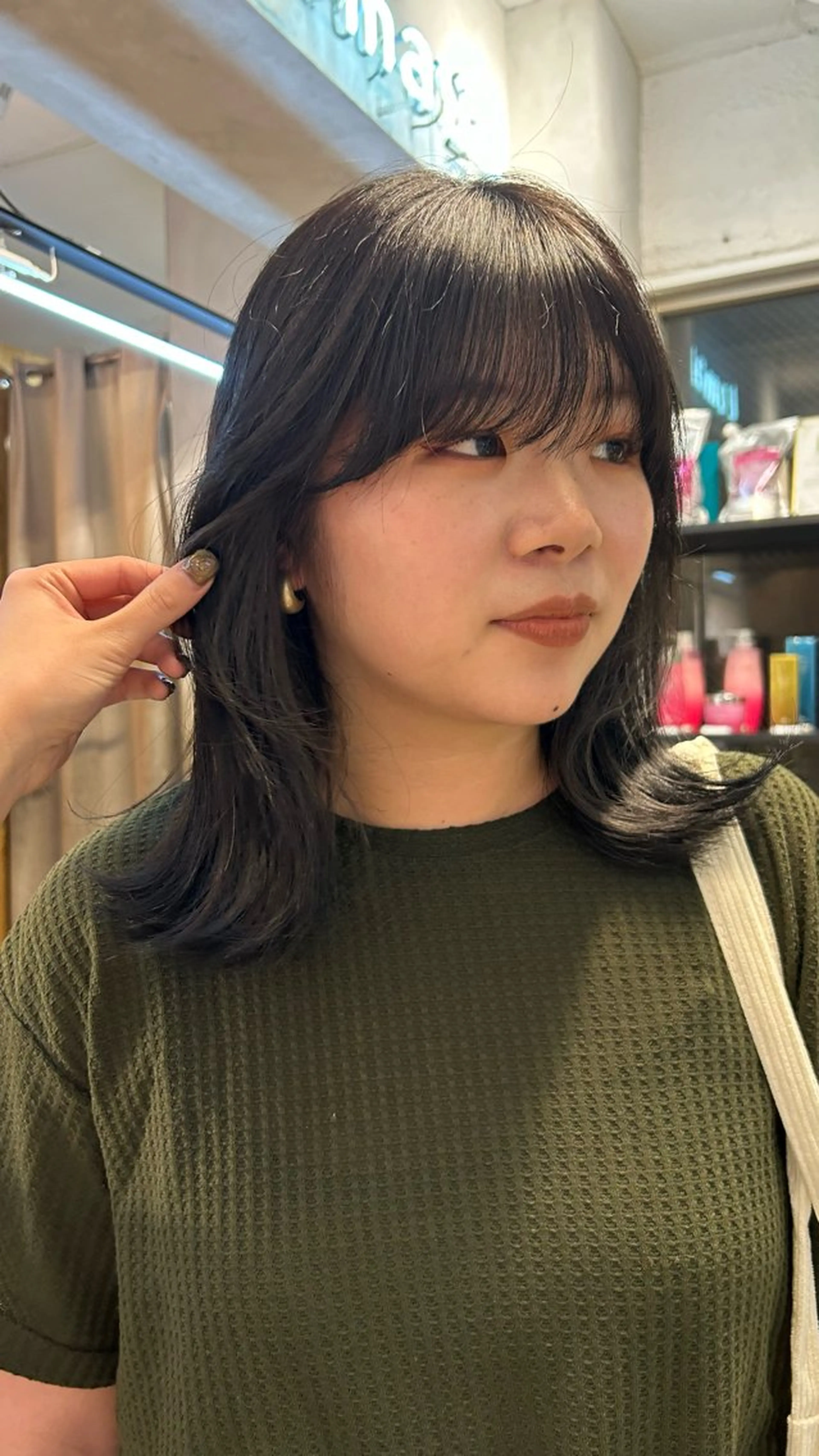 ミディアム カラー オリーブグレー ヘアカラー じゅわっと暖色カラー 🍊Moemiのヘアスタイル