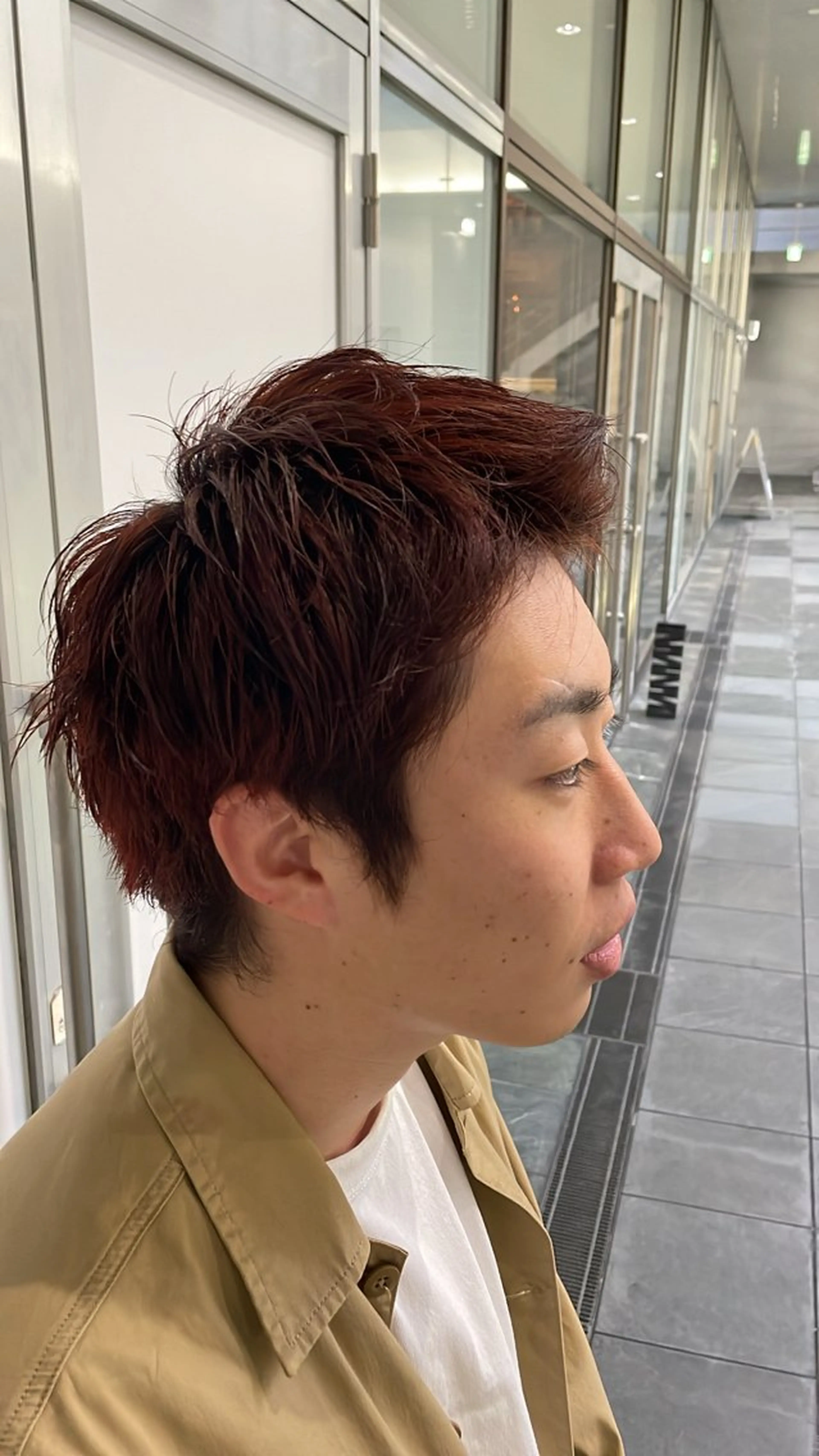 カラー ベージュカラー ブラウンカラー オレンジ オレンジブラウン mighty byH所属・天野 心太郎のヘアスタイル