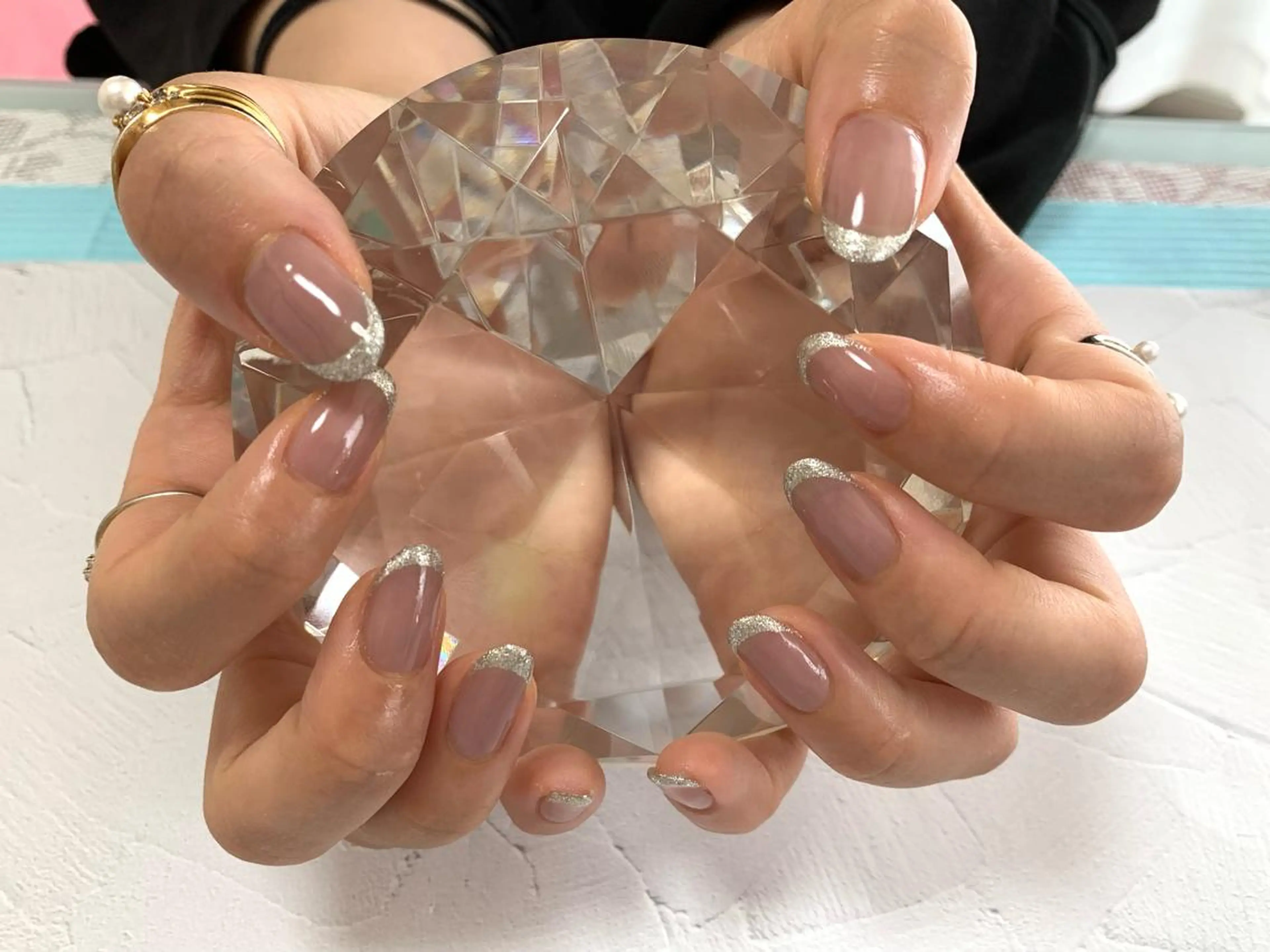 ネイル フレンチネイル ゴールド ラメ(グリッター) ピンク シルバー ハンドネイル noheanail YONEDAのネイルデザイン