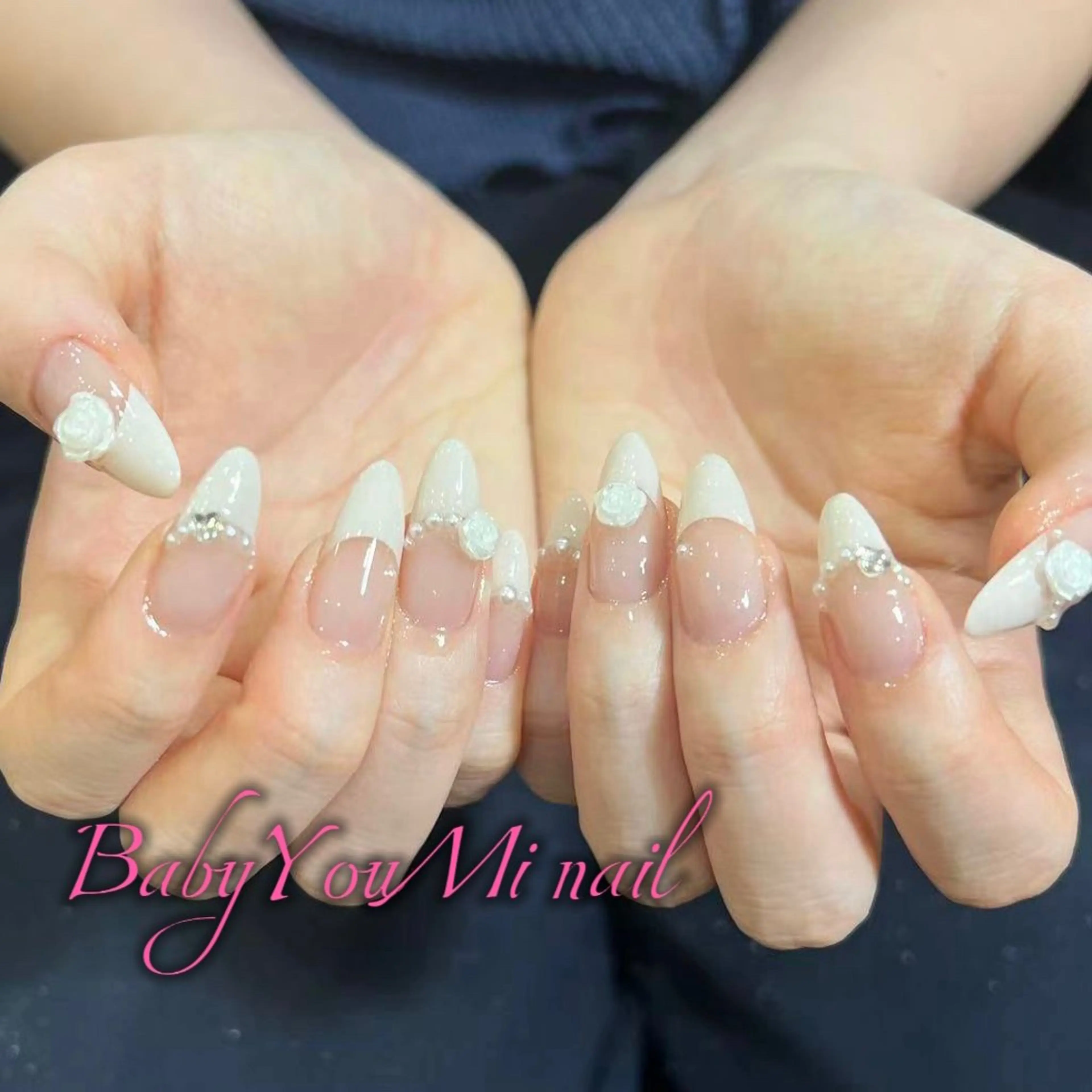 ネイル オーロラネイル フラワーネイル フットネイル フレンチネイル ジェルネイル BabyYouMi ねねのネイルデザイン