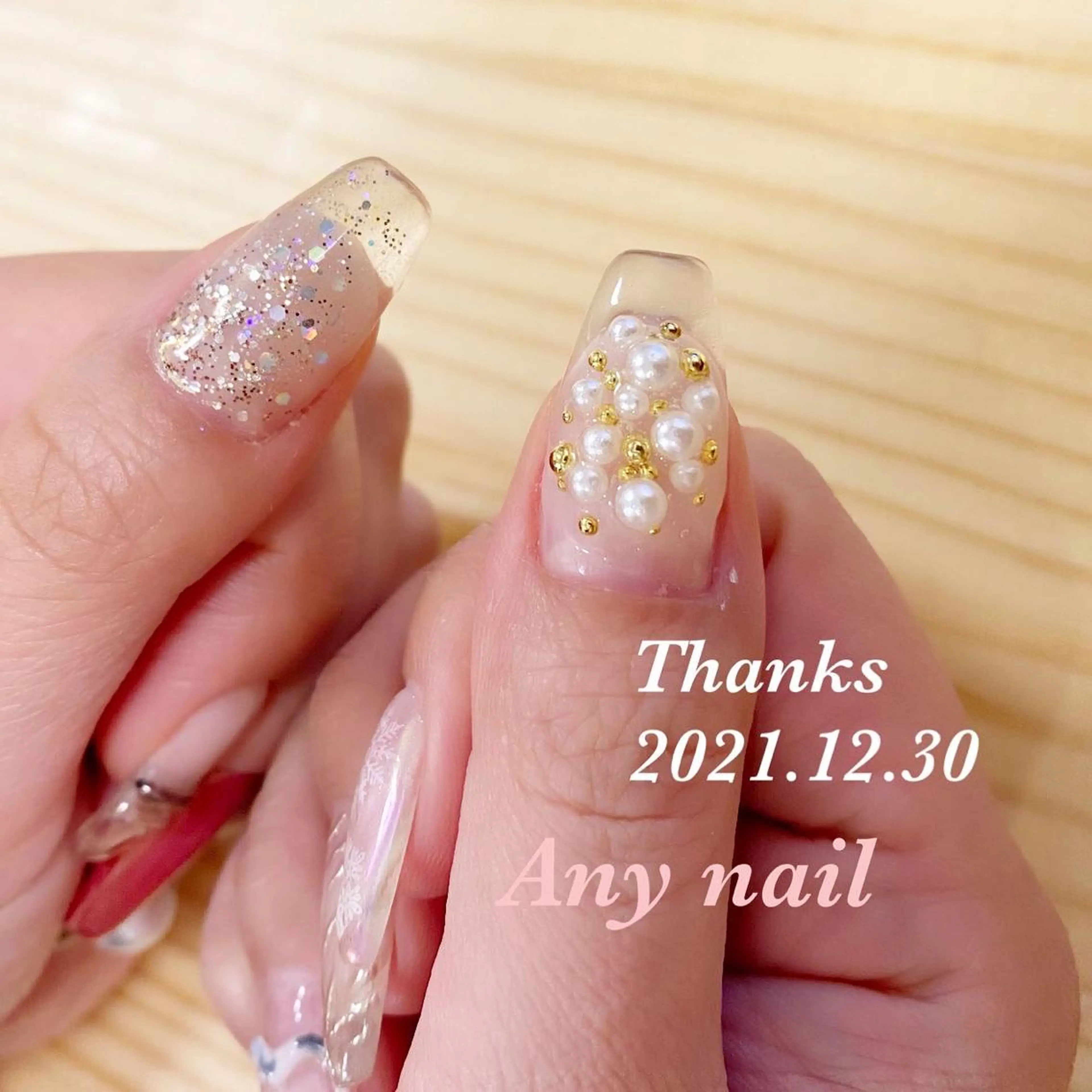 ネイル アートネイル オーロラネイル クリアネイル ジェルネイル ハート ハンドネイル 岩澤 恵子のネイルデザイン